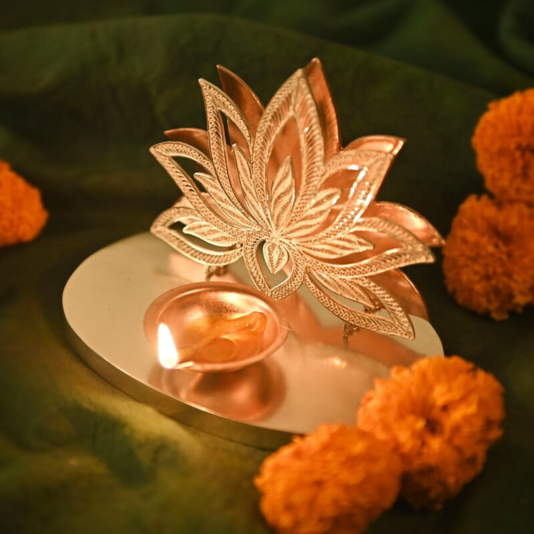 Silver Candle Stand & Diya