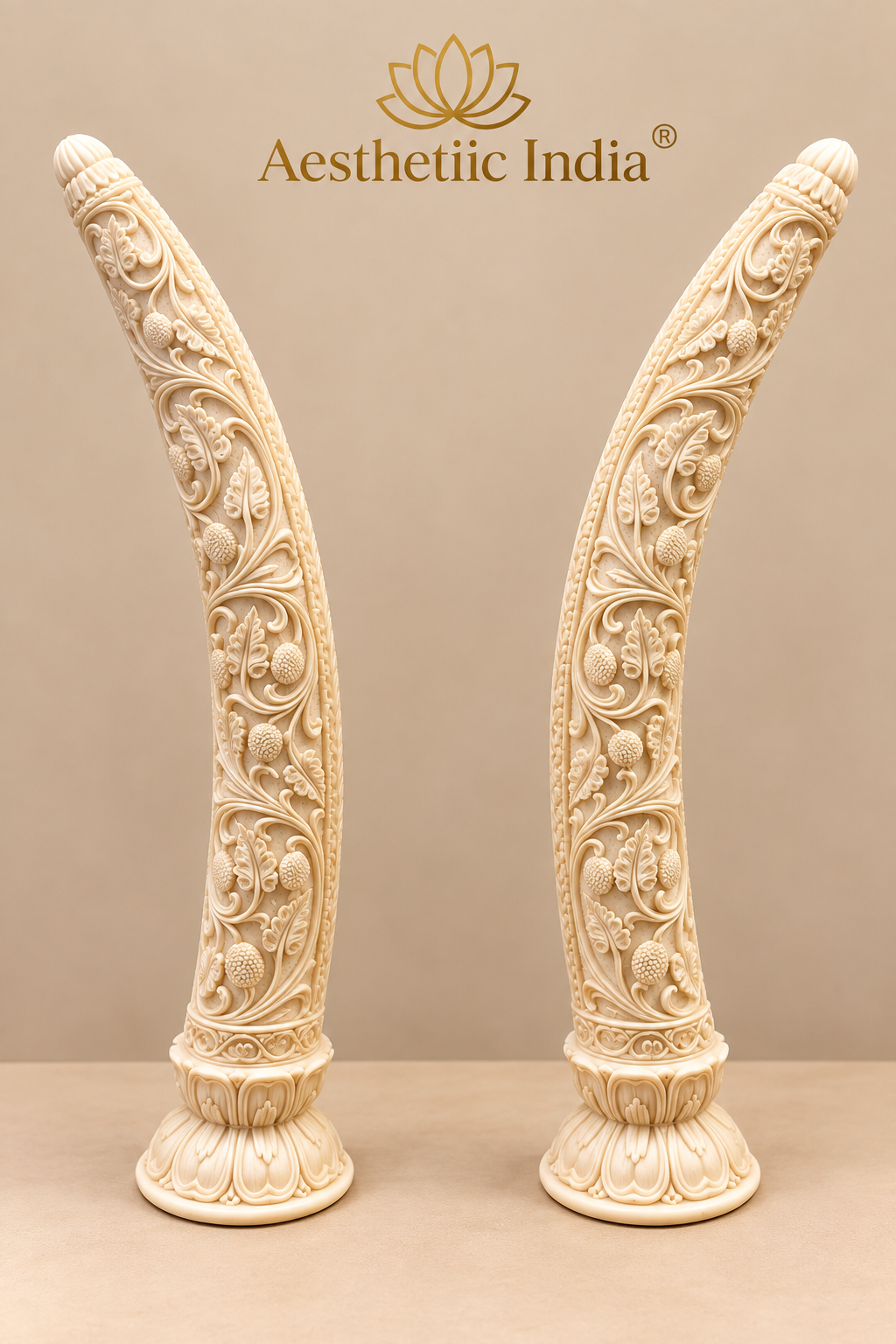 Krishna Leela Tusk Pair – 16 Inches