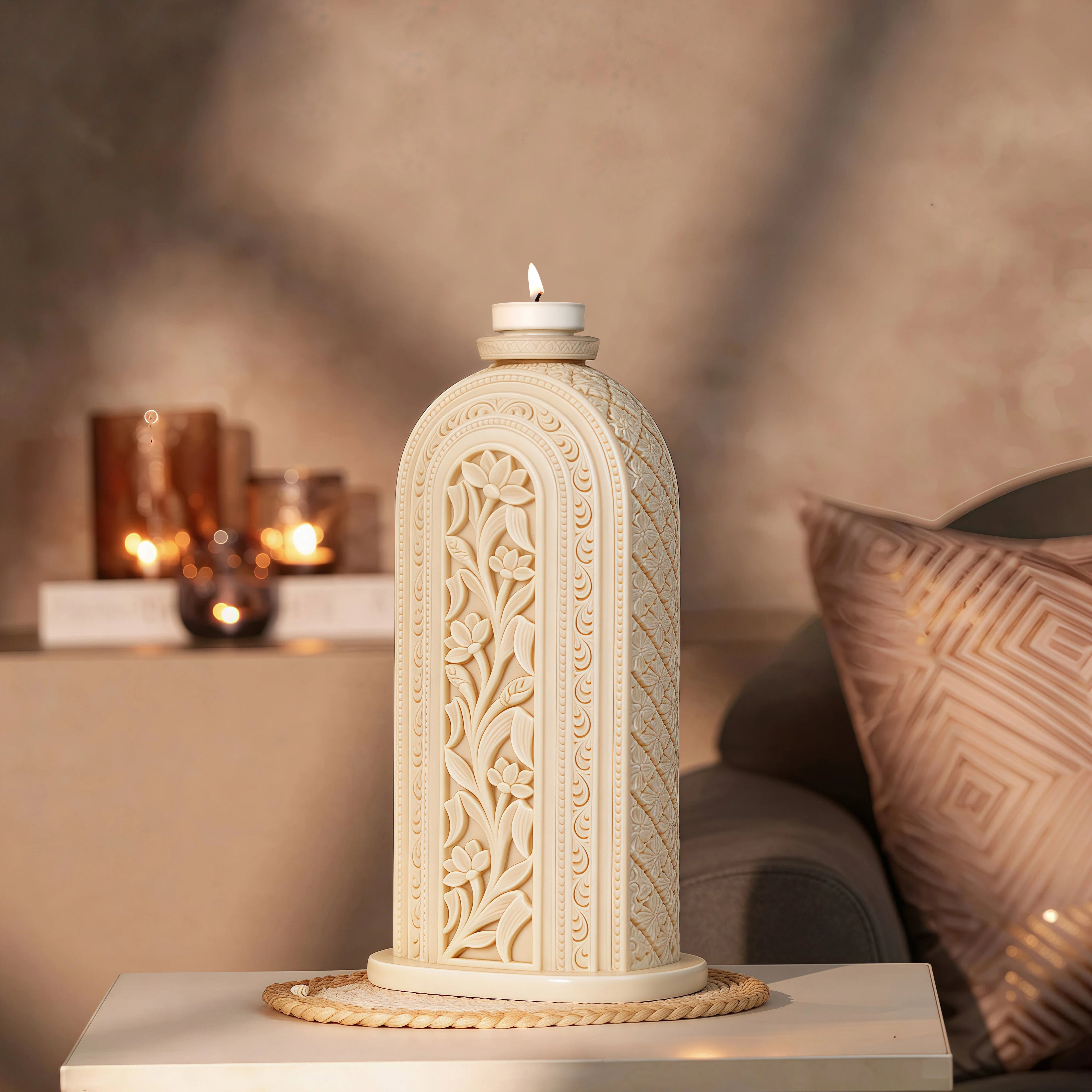 Ivory Look-Alike Dual Harmony Vases 10 Inch