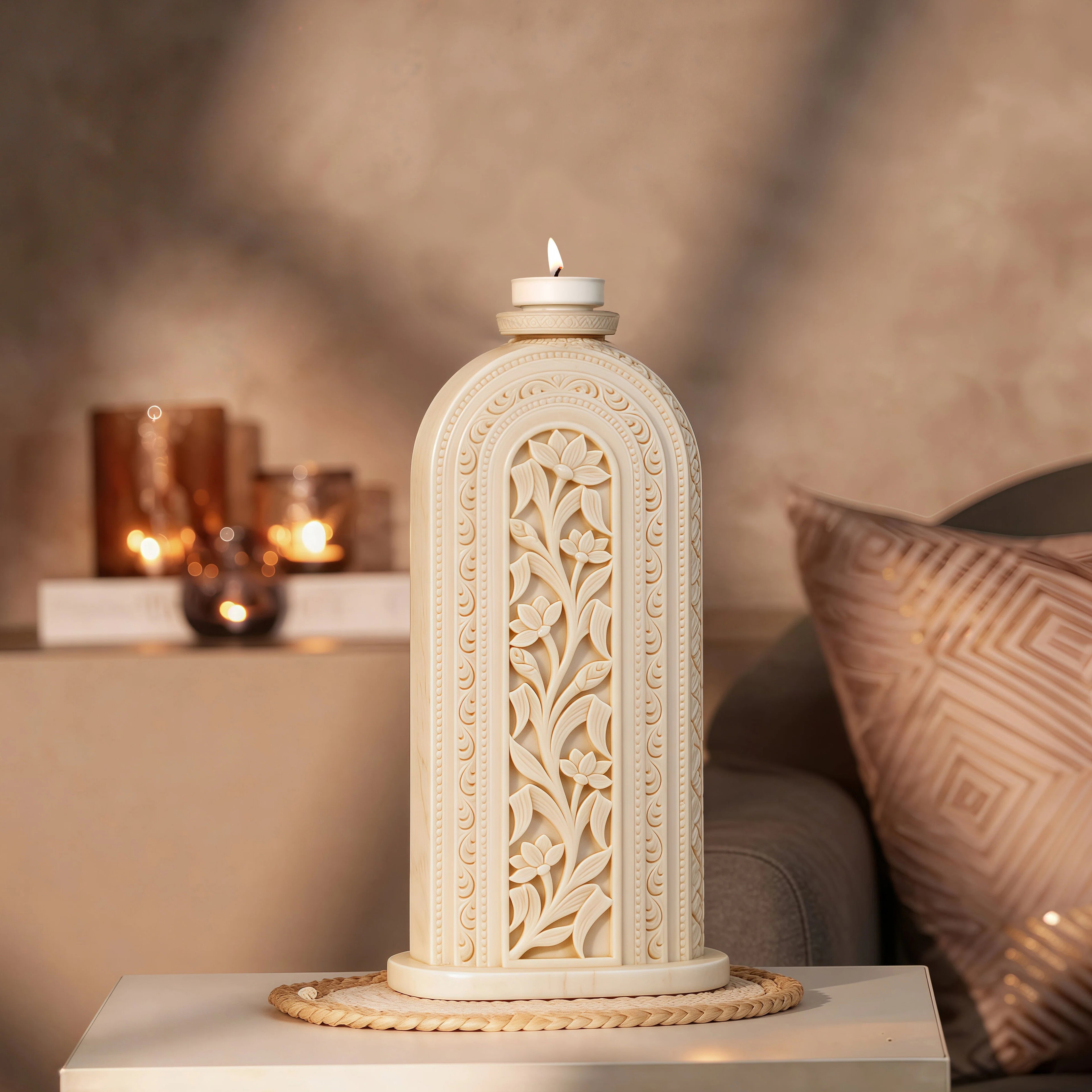 Ivory Look-Alike Dual Harmony Vases 12 inch