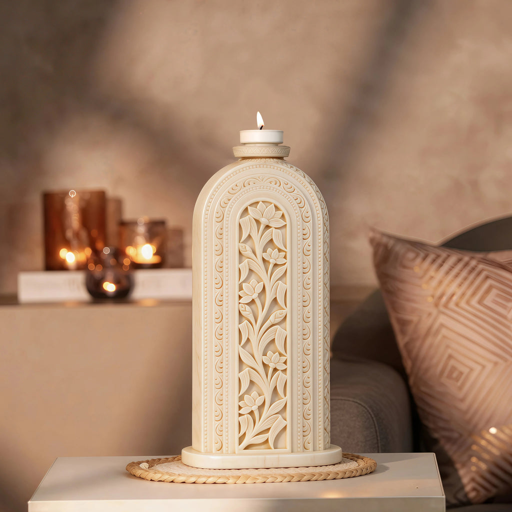 Ivory Look-Alike Dual Harmony Vases 10 Inch
