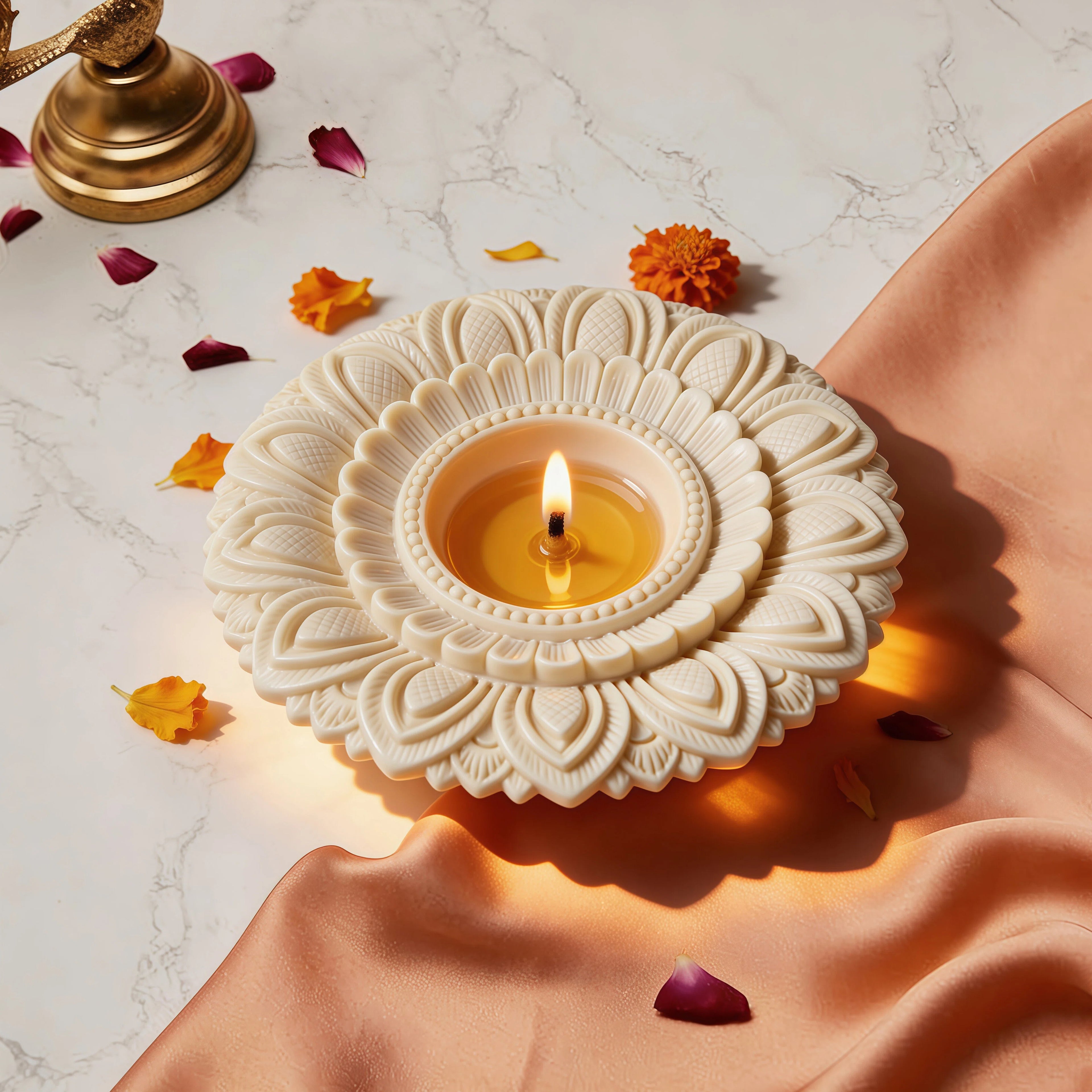Ivory Look-Alike Sunflower Tealight Holder