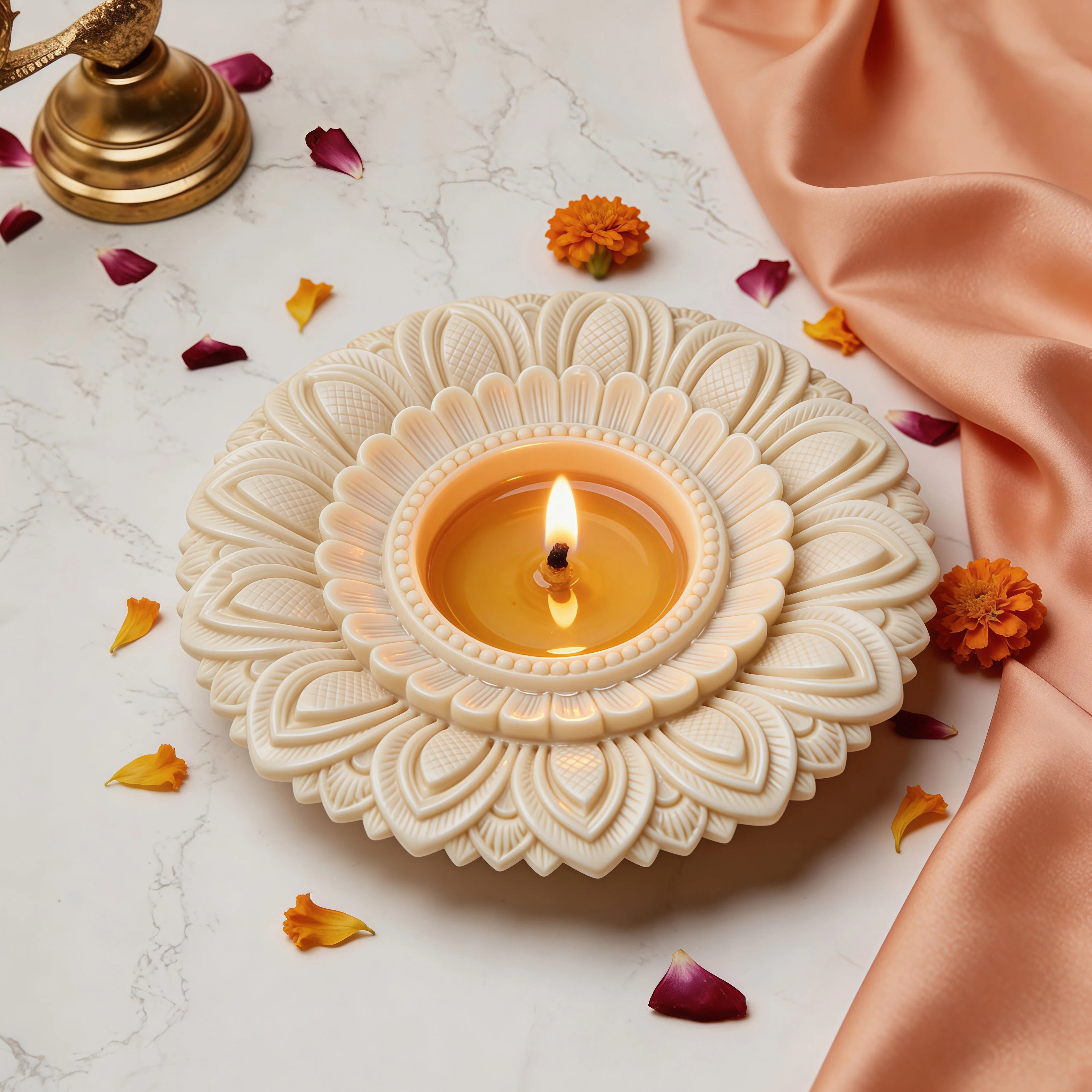 Ivory Look-Alike Sunflower Tealight Holder
