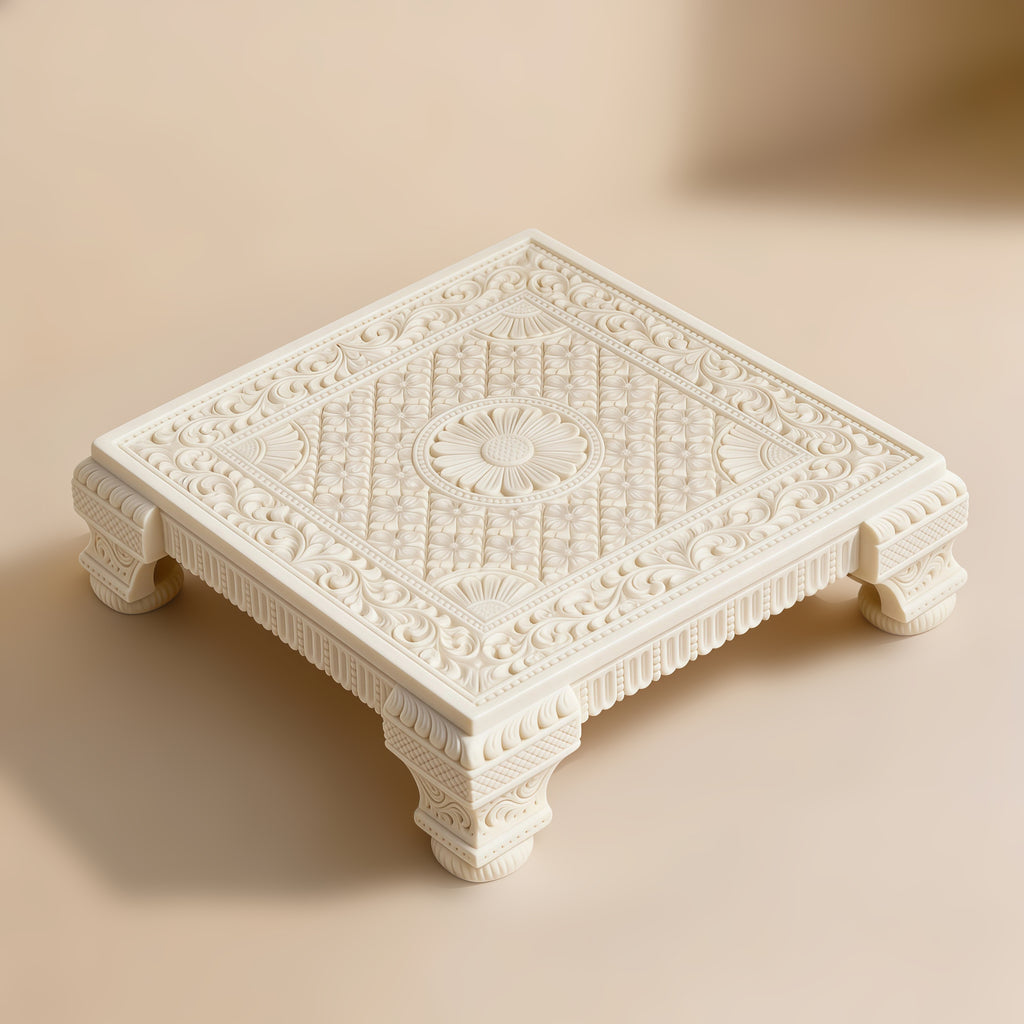 Ivory Look Alike Chowki 9 inch