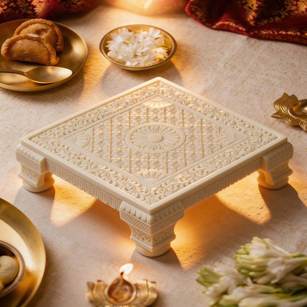 Ivory Look Alike Chowki 9 inch