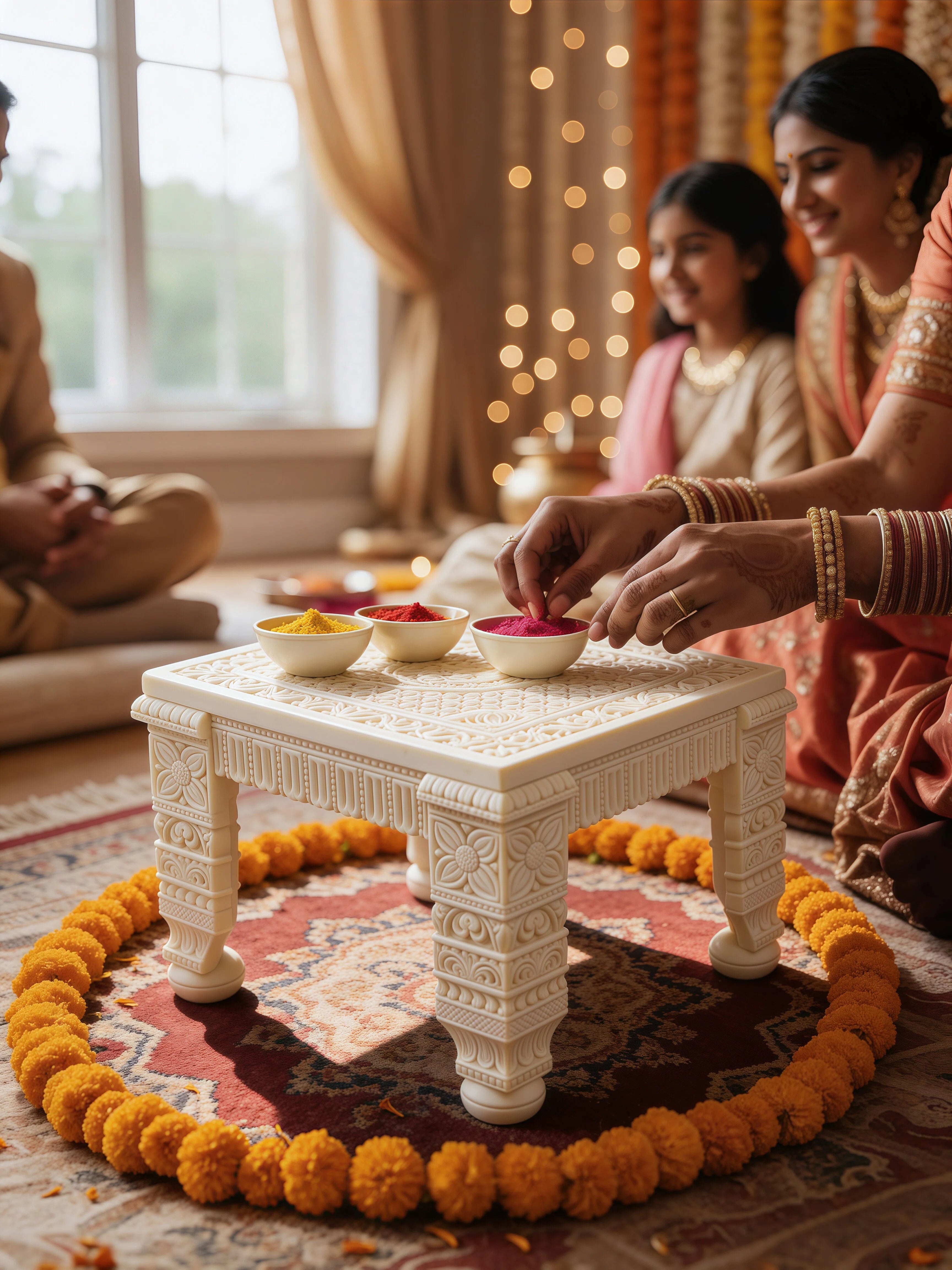 Ivory look alike high chowki