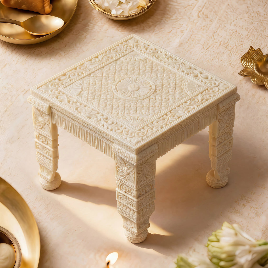 Ivory look alike high chowki