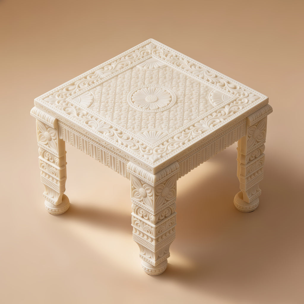 Ivory look alike high chowki