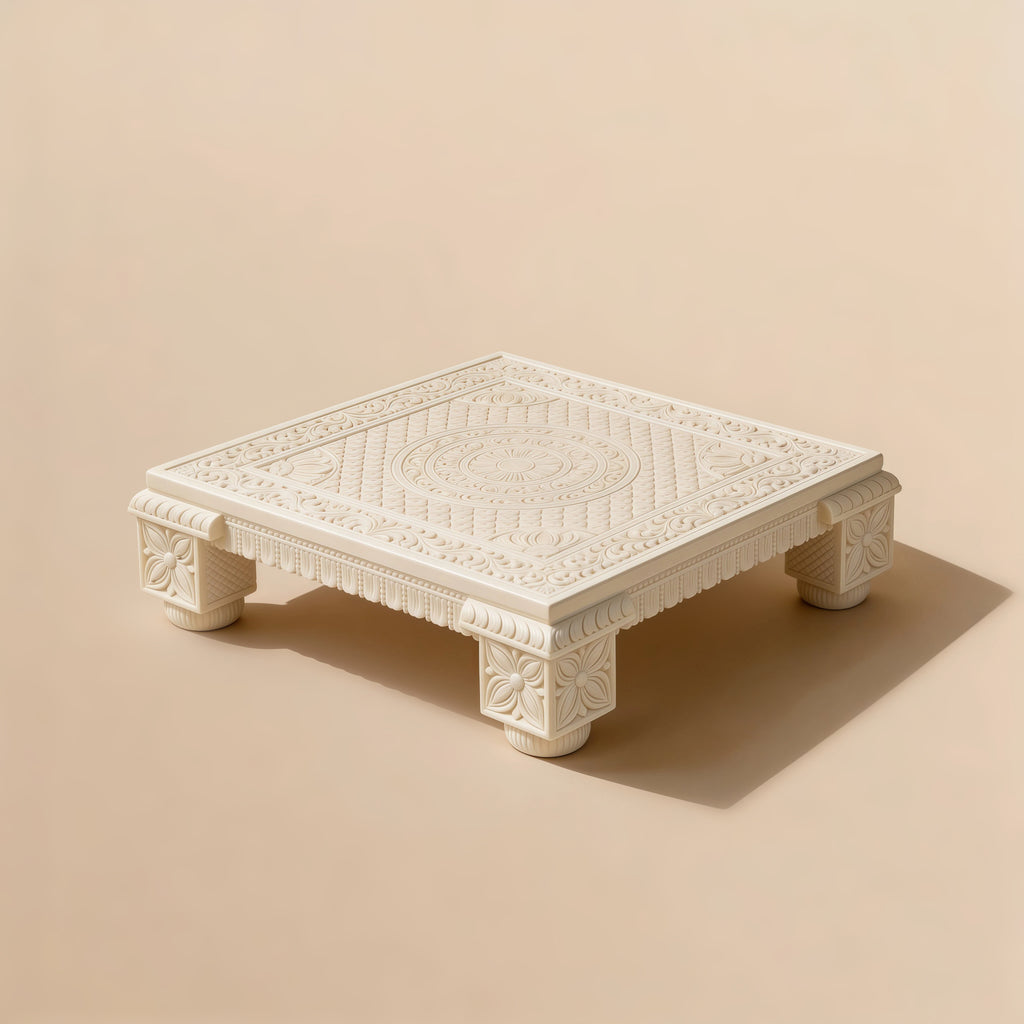 Ivory Look Alike Chowki 12 inch
