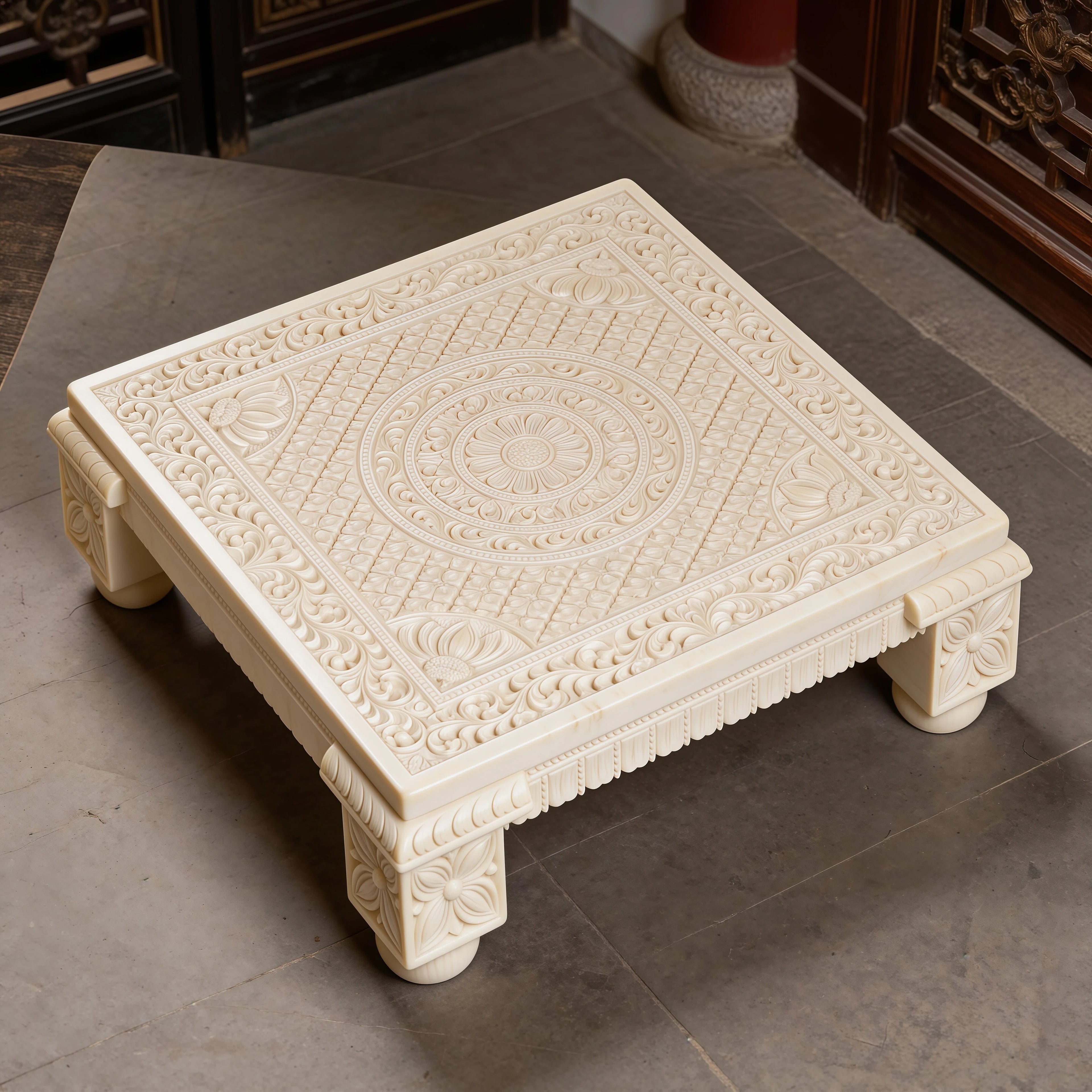 Ivory Look Alike Chowki 18 inch