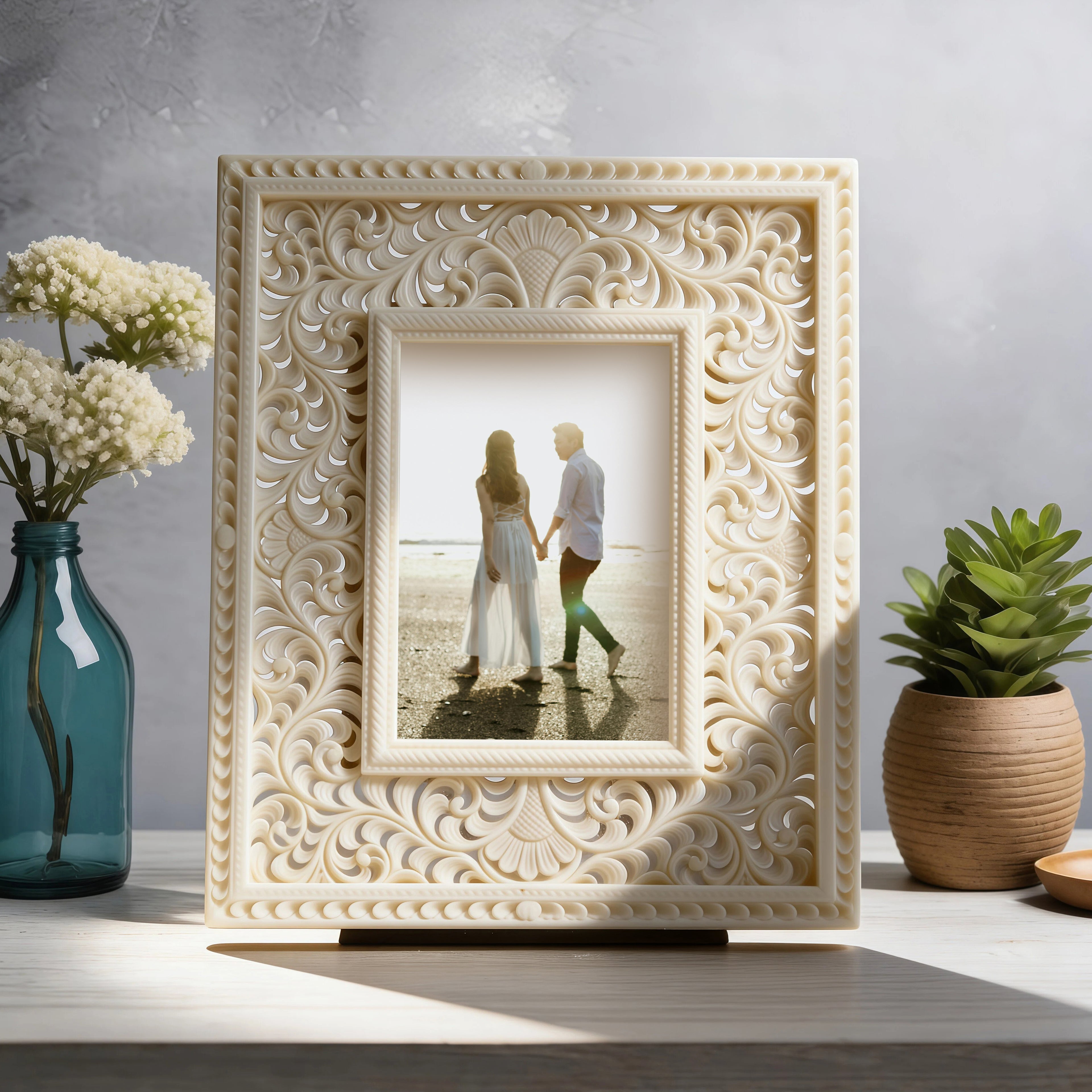 Ivory Look-Alike Royal Heritage Photo Frame