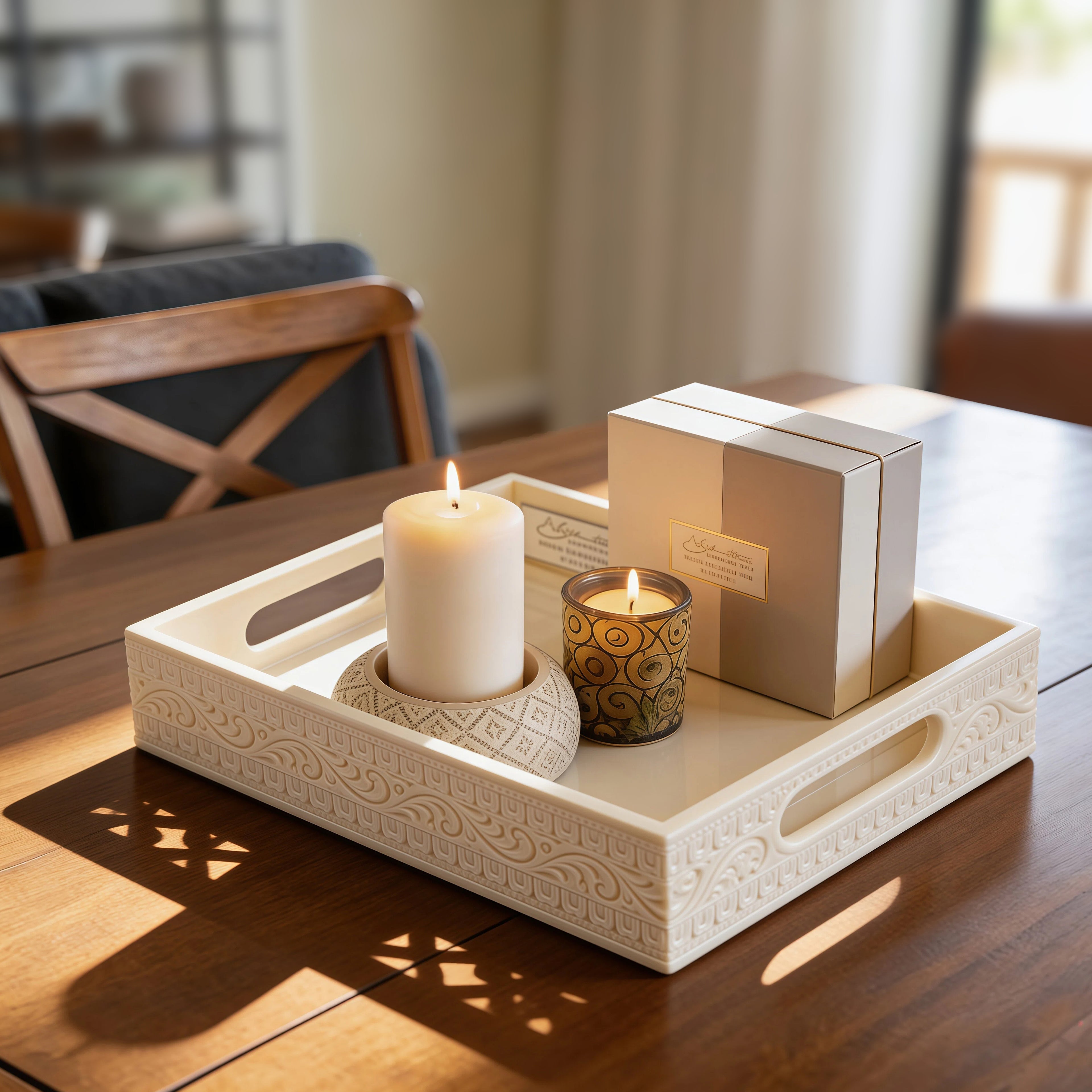Ivory look alike rectangular tray