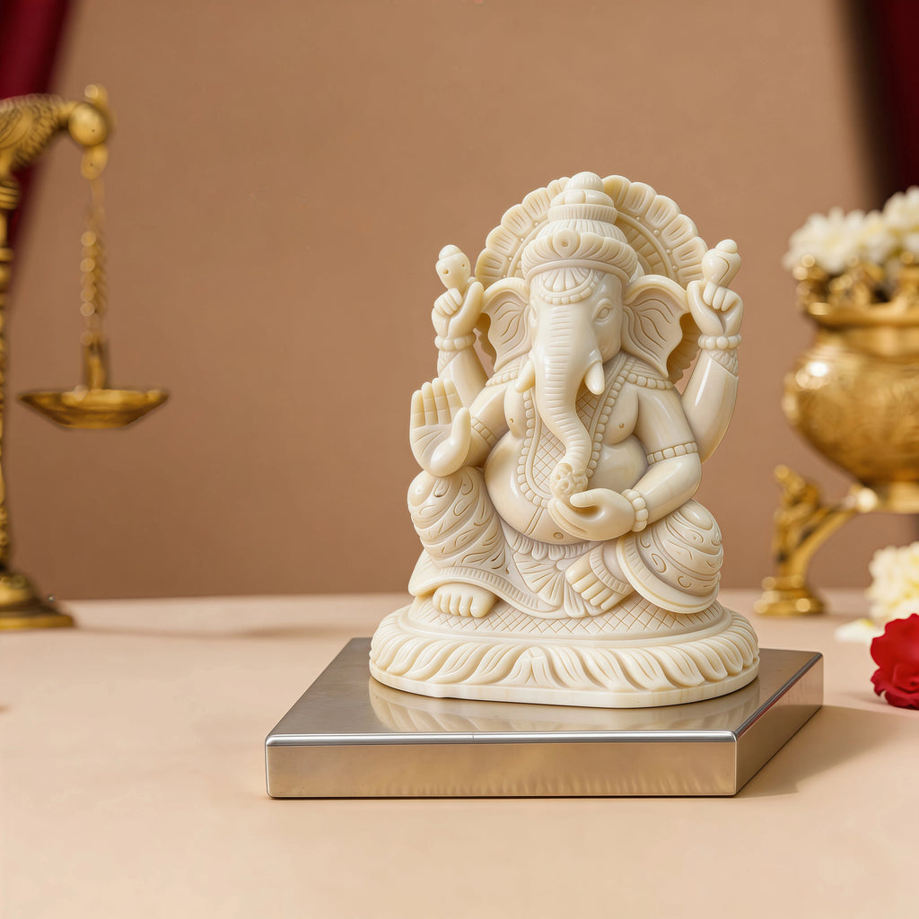 Medium Ivory Look Alike Ganesha