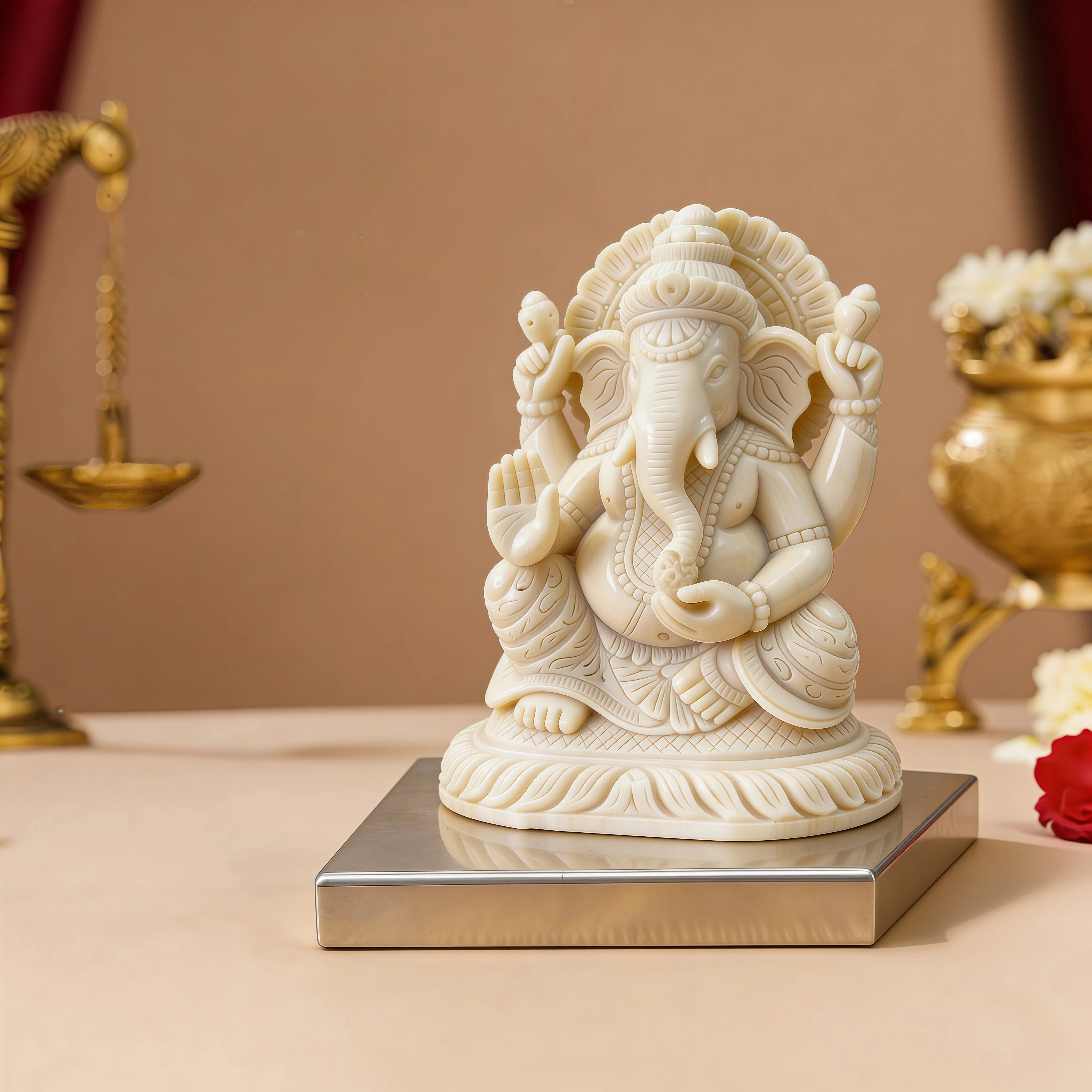 Medium Ivory Look Alike Ganesha