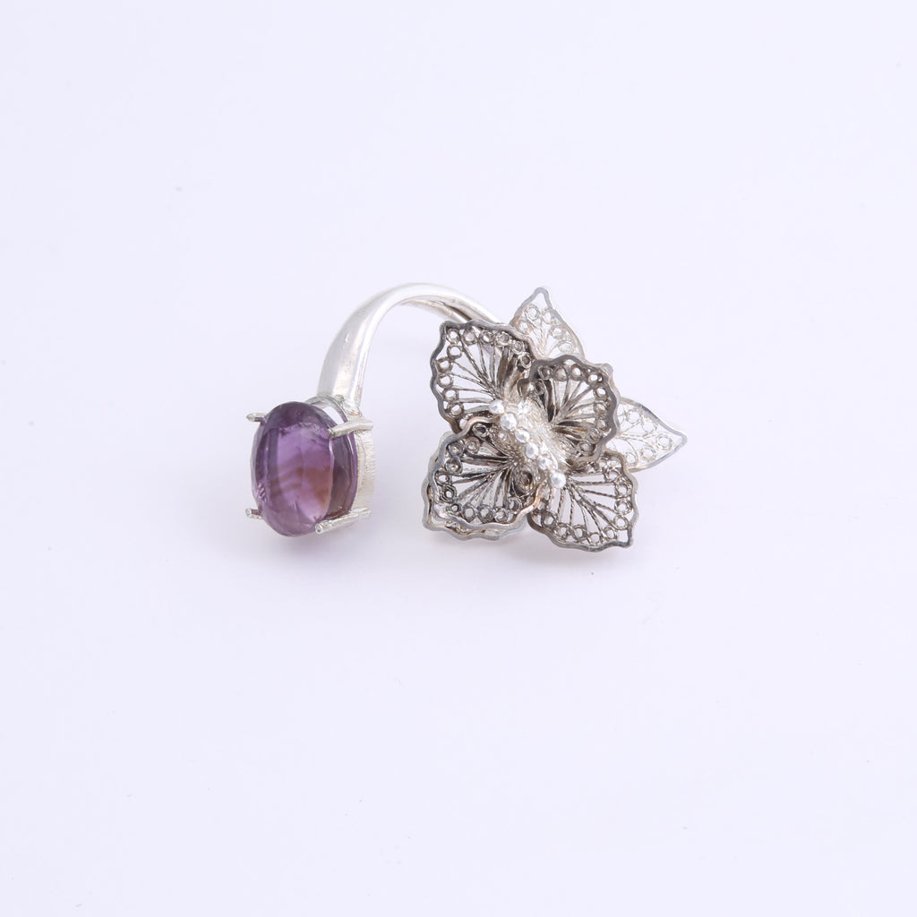 Orquidea Filigree Silver Finger Ring