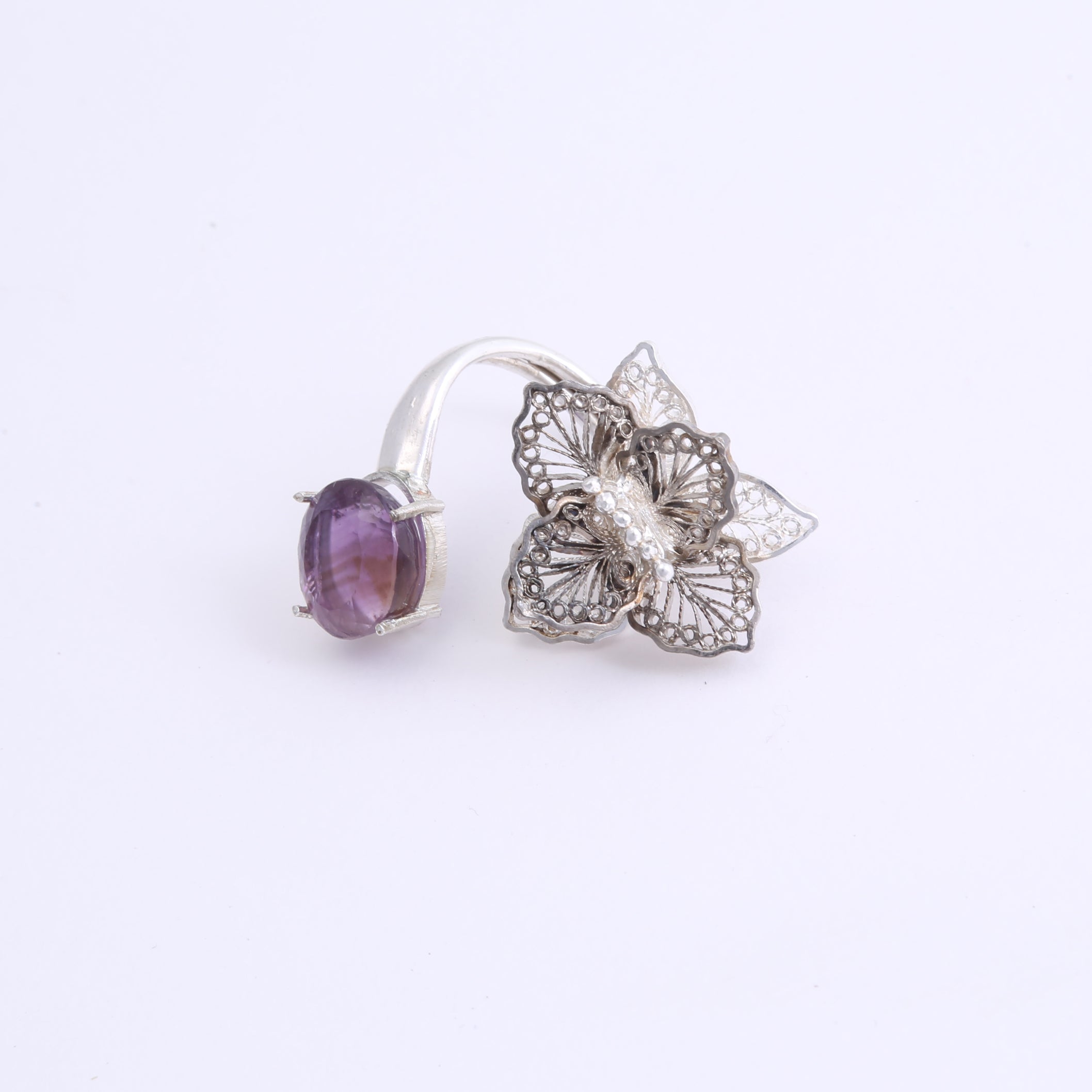 Orquidea Filigree Silver Finger Ring