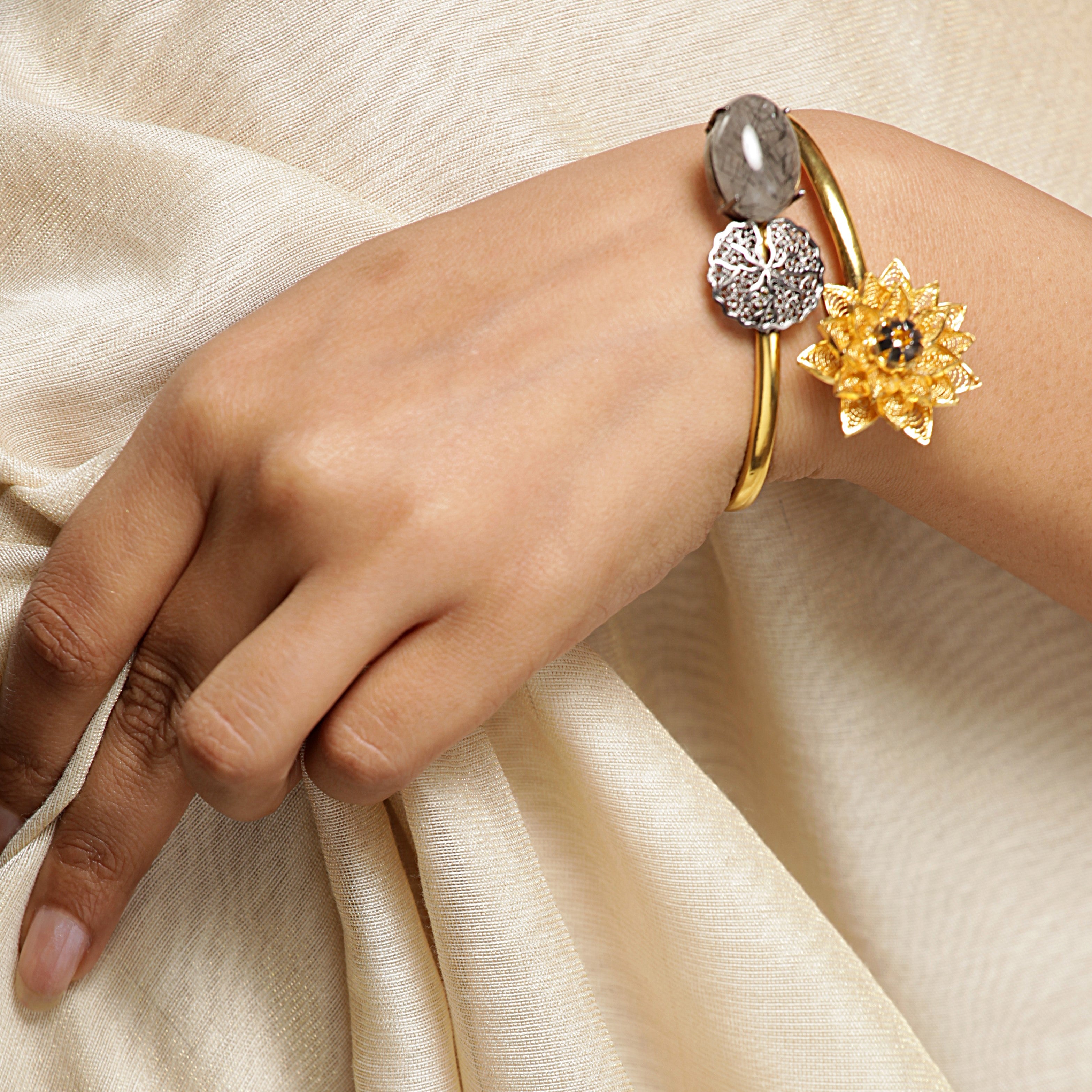 Fleur-de-Lotus-Ren 925 Silver Bracelet