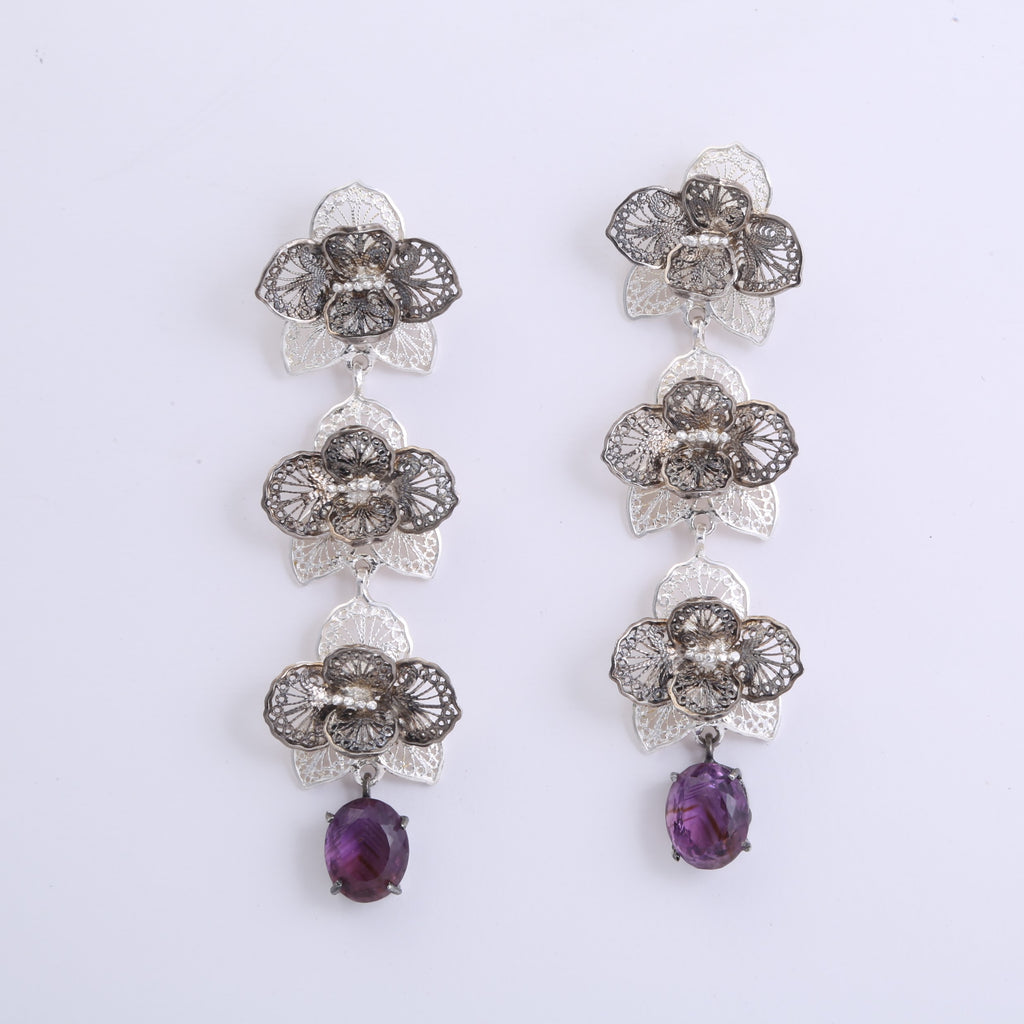 Orquidea Silver Earrings Danglers