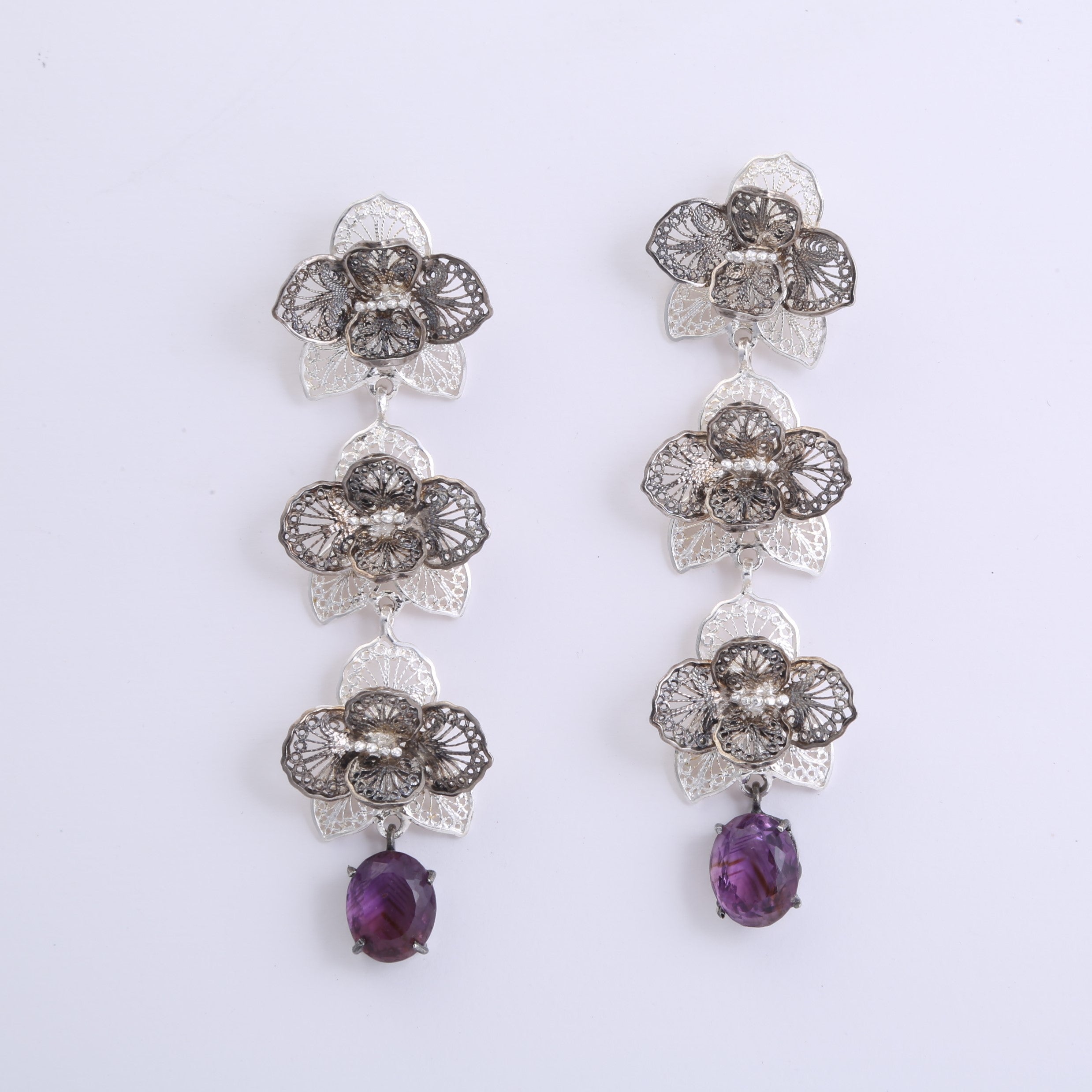 Orquidea Silver Earrings Danglers