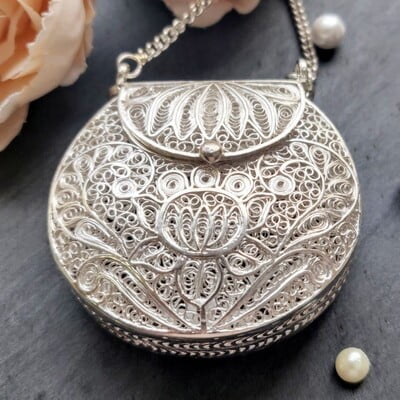 Intricate Silver Coin Pouch