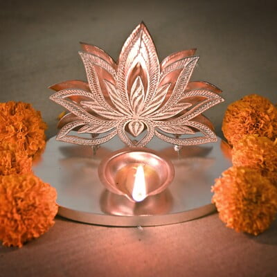Pristine Lotus Filigree Diya
