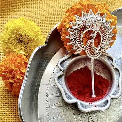 Beautiful Peacock Filigree Tilak Stick
