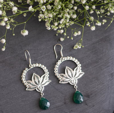 Aurima Filigree Work Silver Earrings