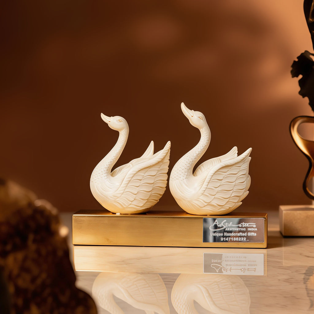 Ivory Look-Alike Swan Pair