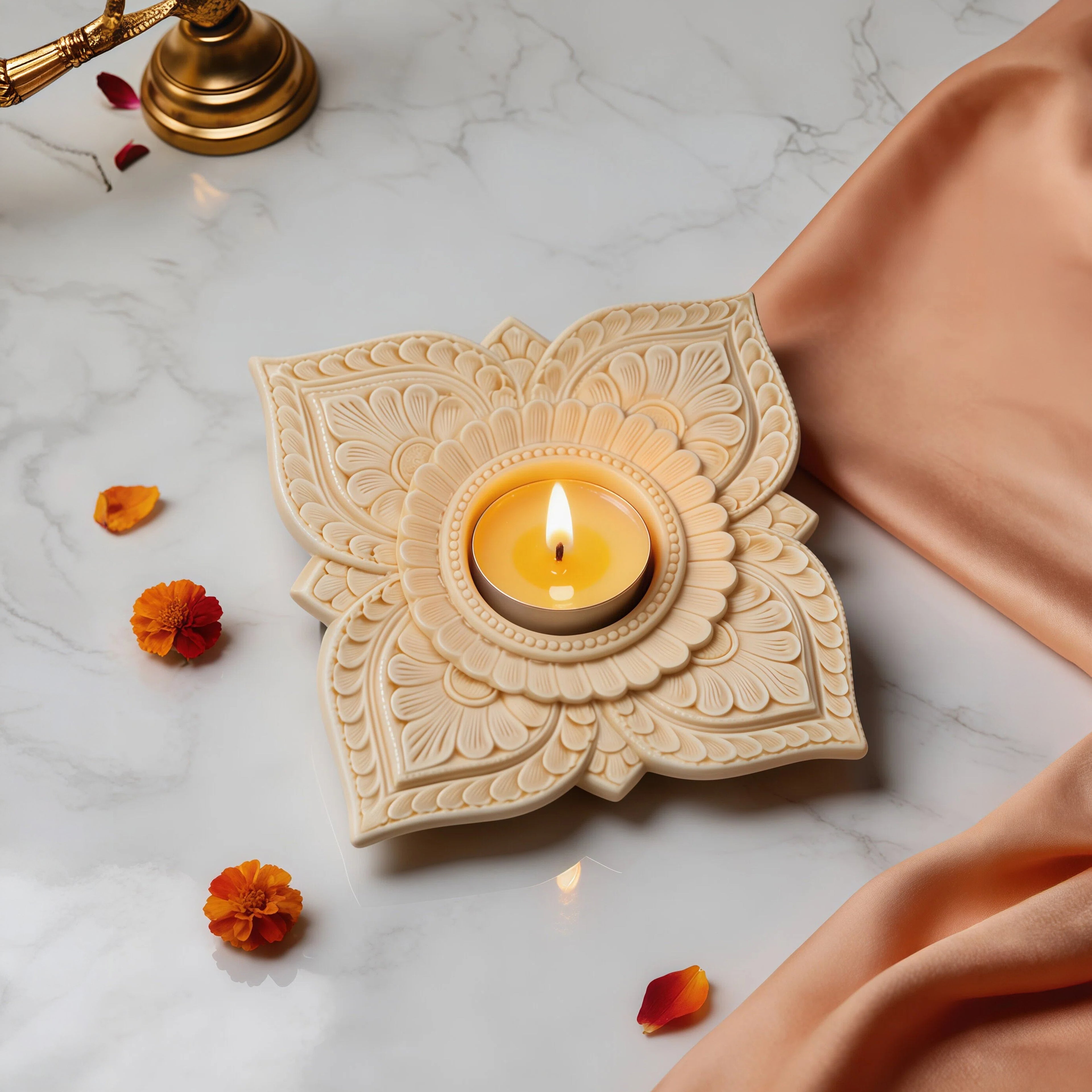 Ivory Look-Alike Lotus Tealight Holder