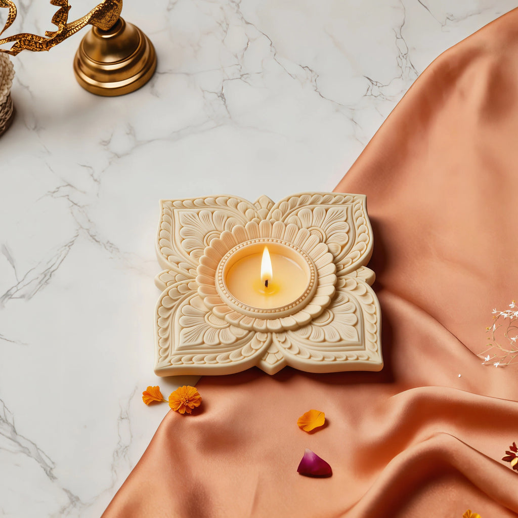 Ivory Look-Alike Lotus Tealight Holder