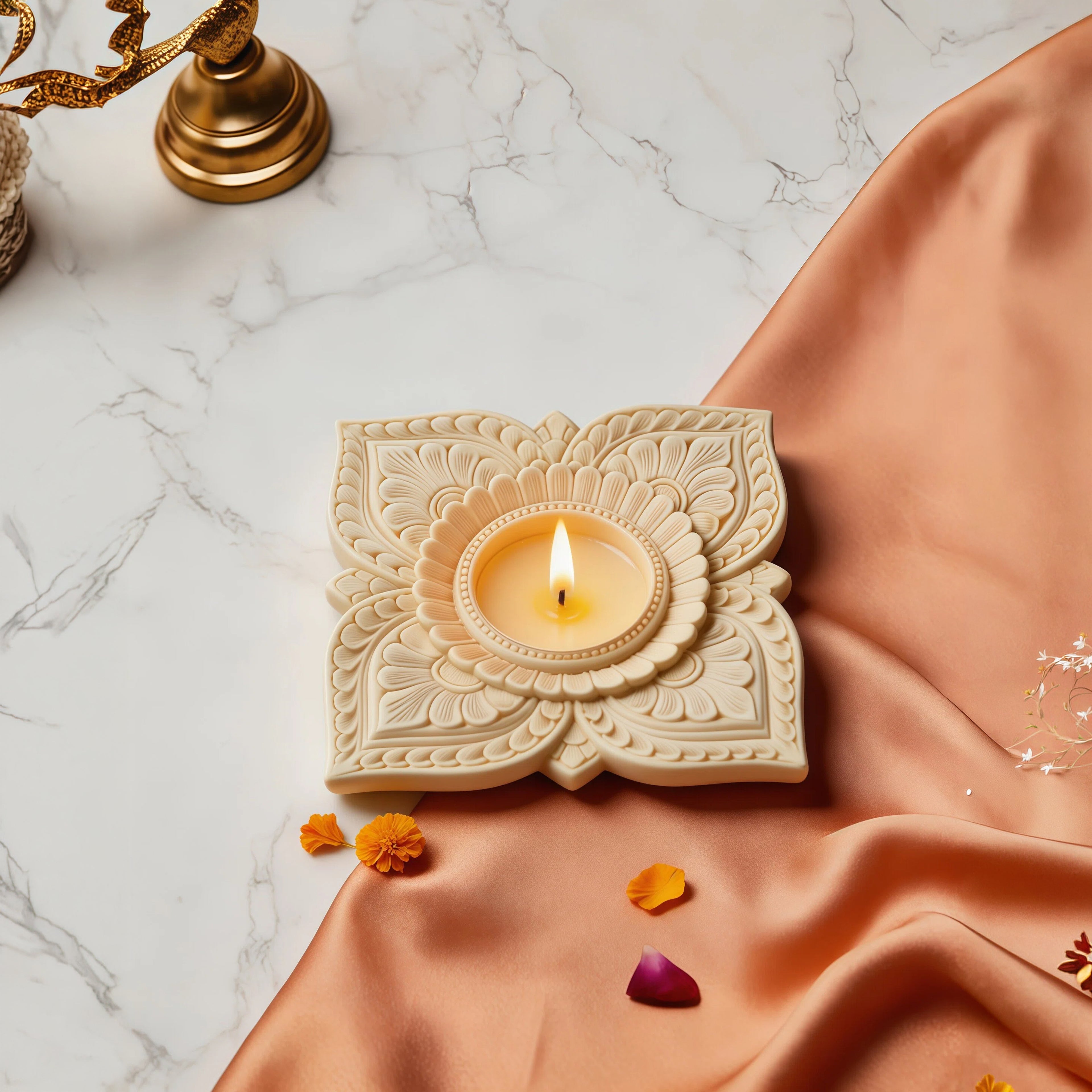 Ivory Look-Alike Lotus Tealight Holder