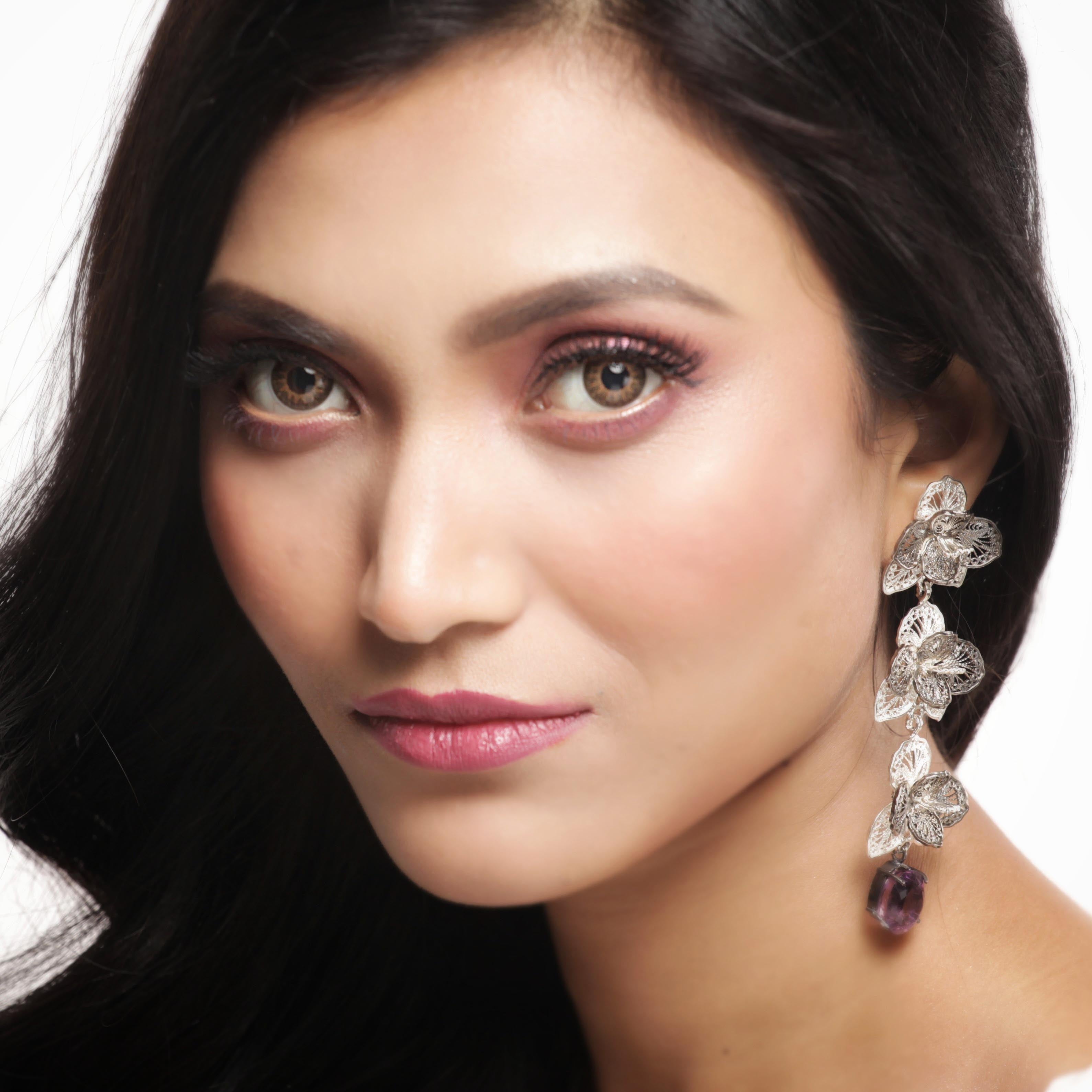 Orquidea Silver Earrings Danglers