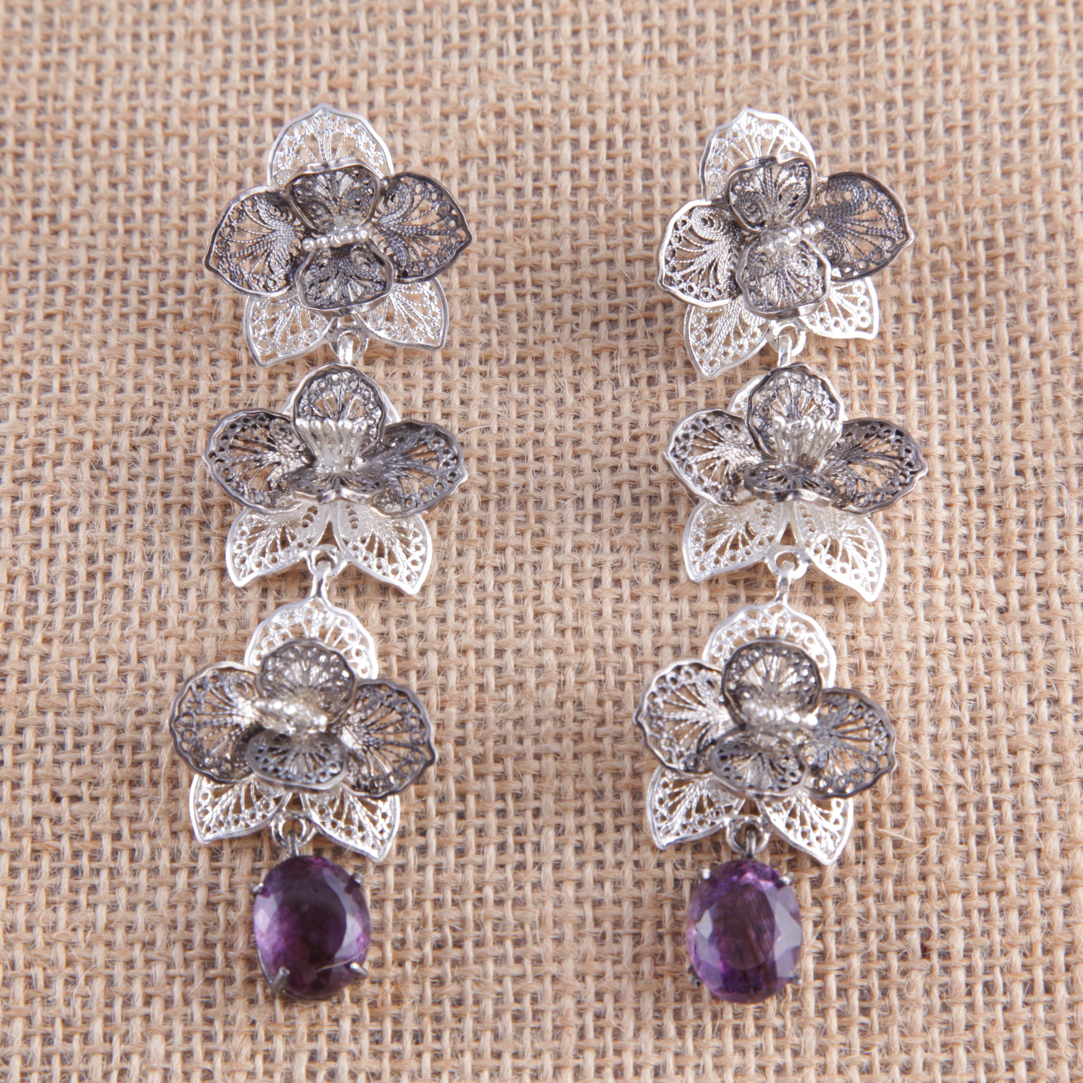 Orquidea Silver Earrings Danglers