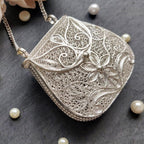 Silver filigree coin/ginni bag