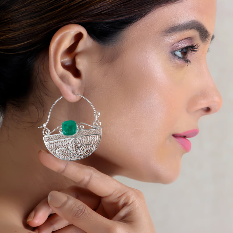 Naa’irah Chandbali Silver Earrings