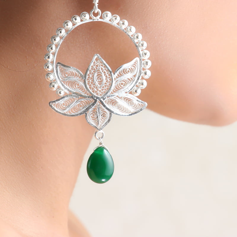 Aurima Filigree Work Silver Earrings