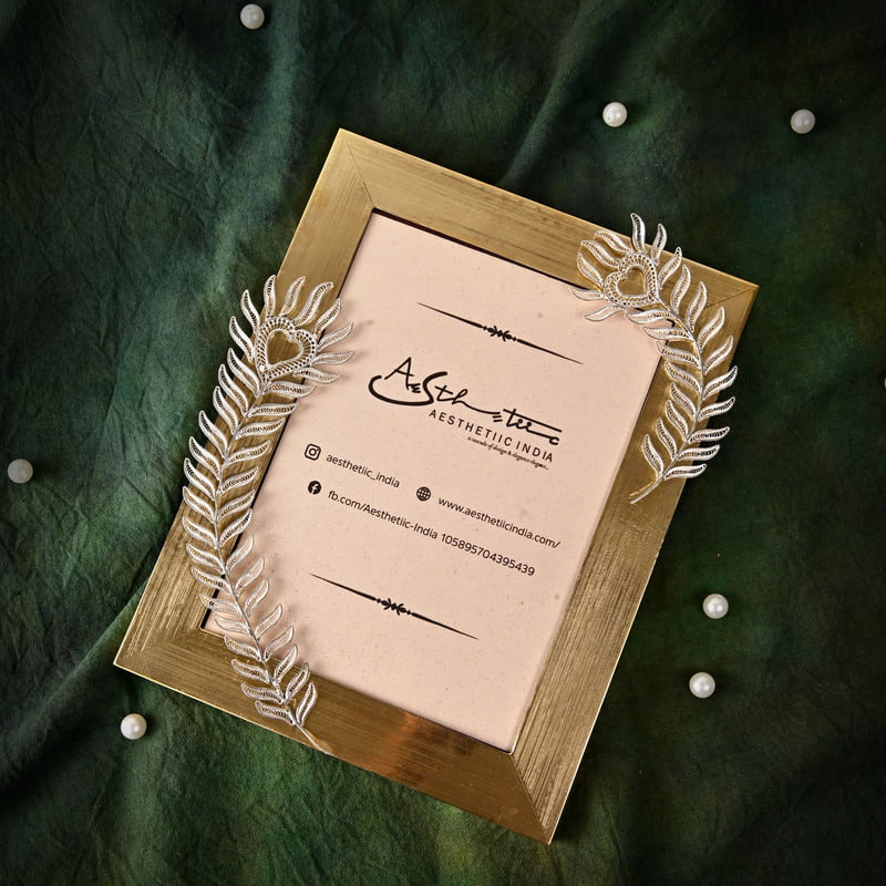 Royal Peacock Feather Filigree Photo Frame