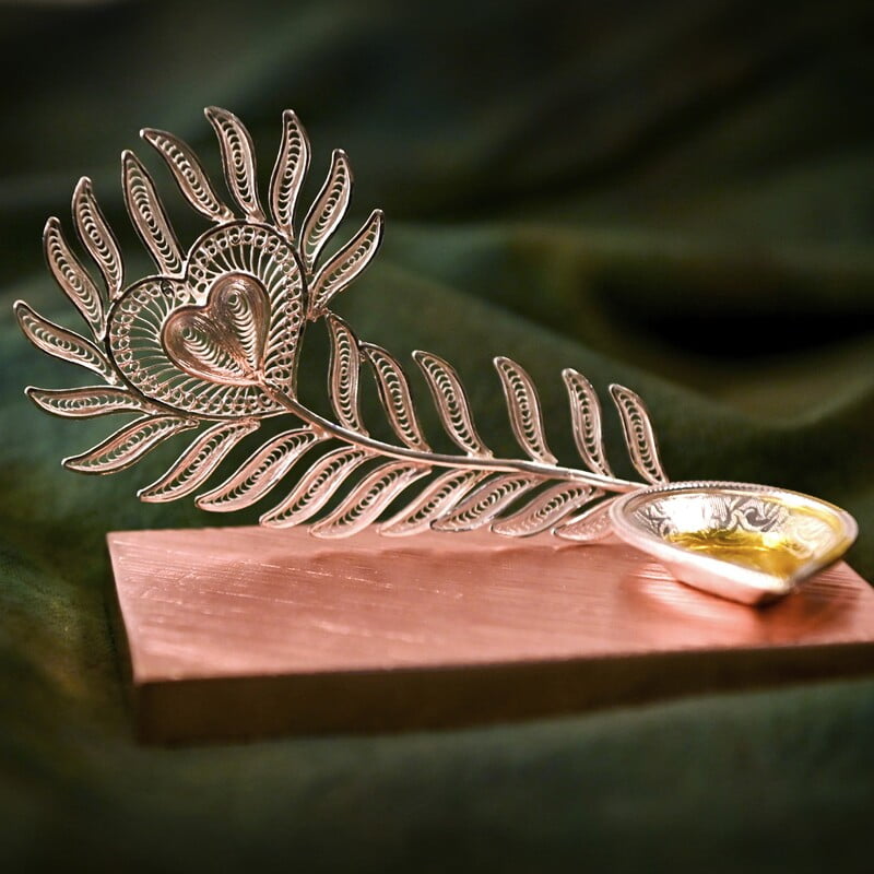 Exquisite Peacock Feather Diya