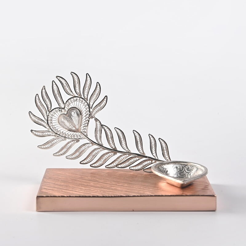 Exquisite Peacock Feather Diya
