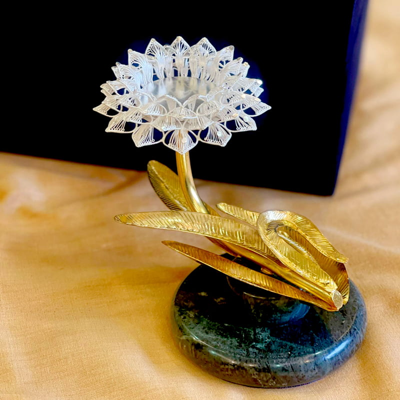 Rajhans Candle Holder in Silver | Filigree Work