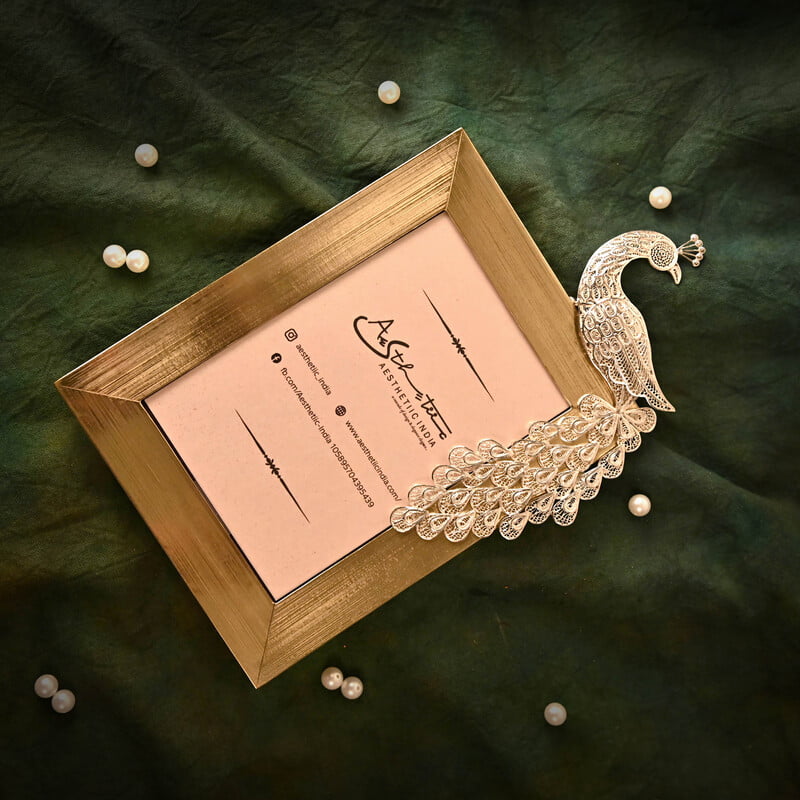 The Graceful Peacock Filigree Photo Frame