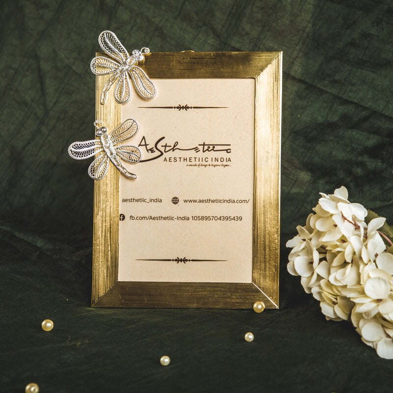 Dreamy Dragonfly Silver Filigree Photo Frame
