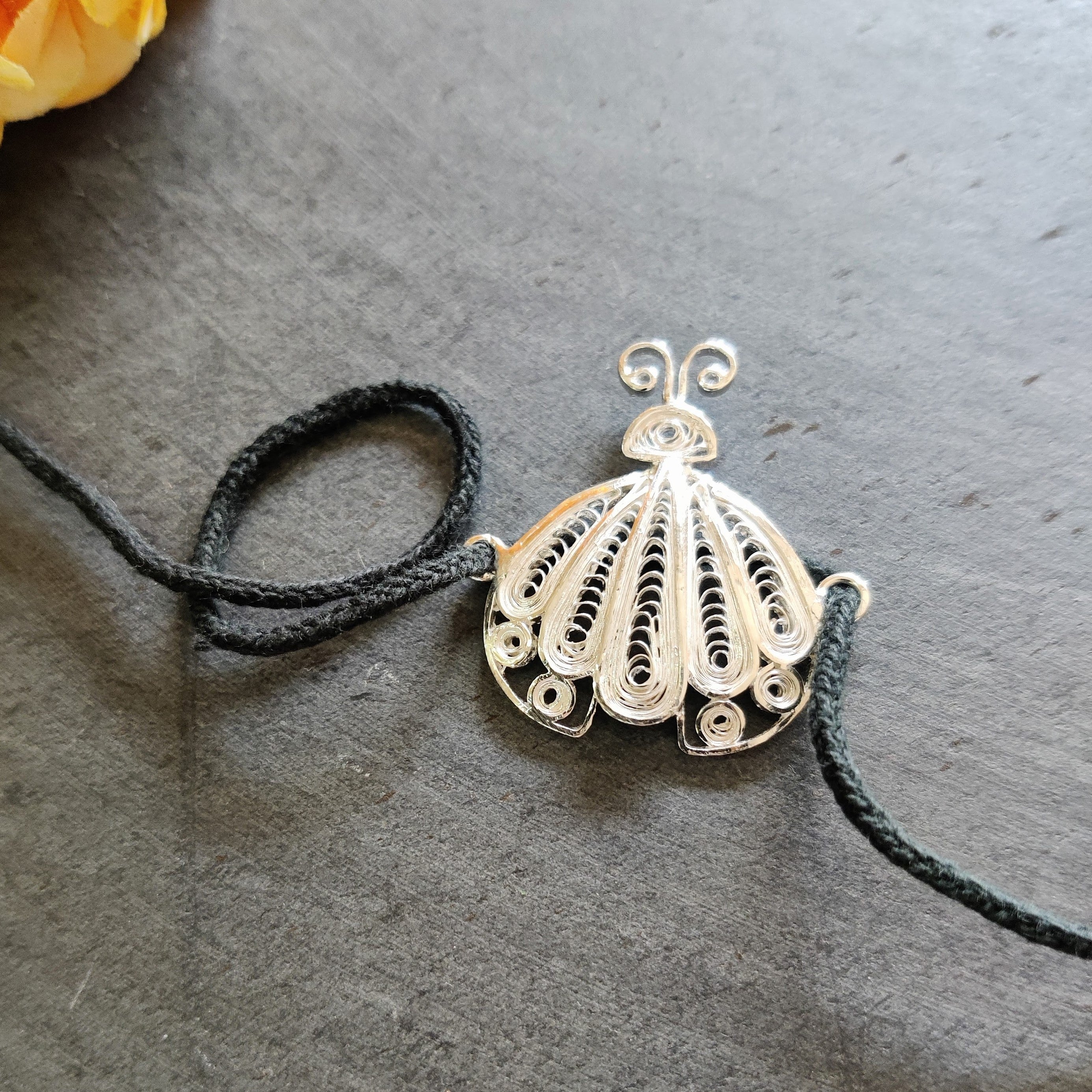 Charlotte Silver Black Thread Anklet