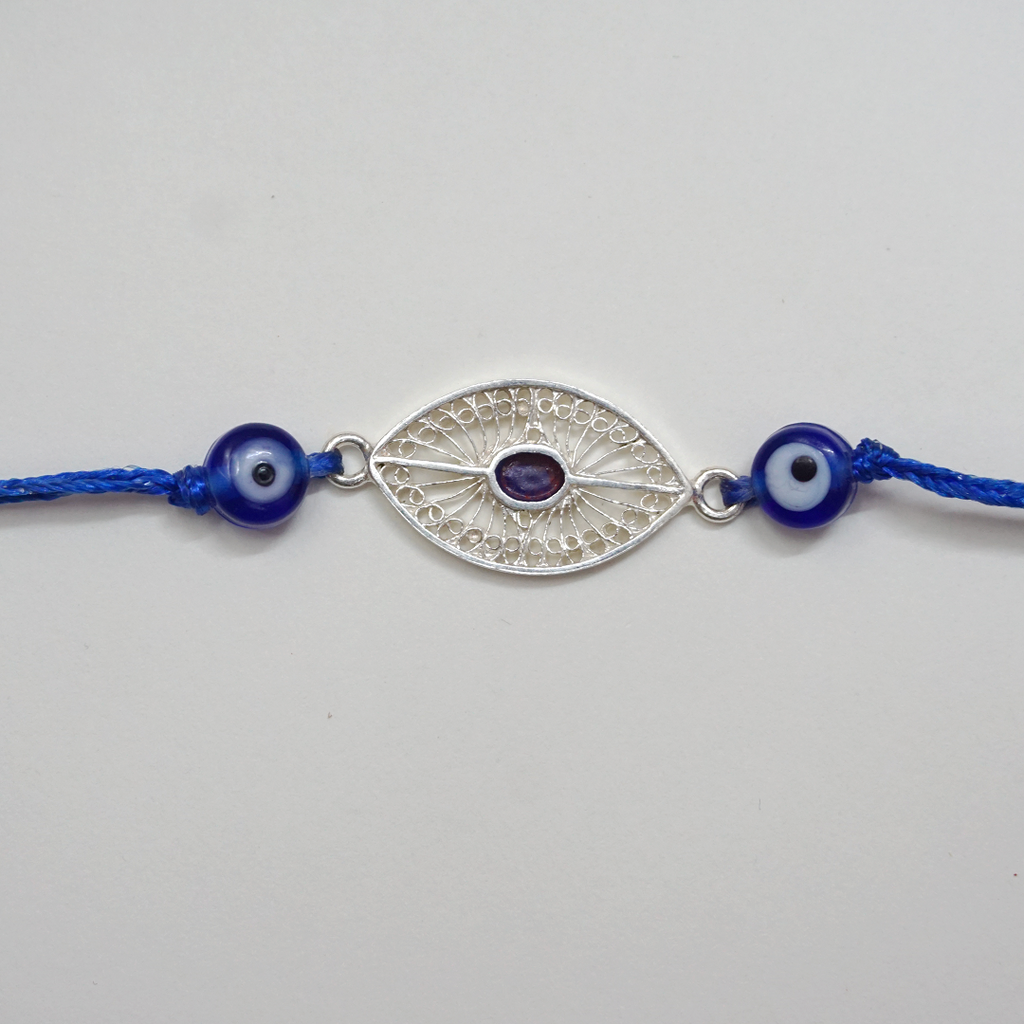 Silver Evil eye convertible Rakhi