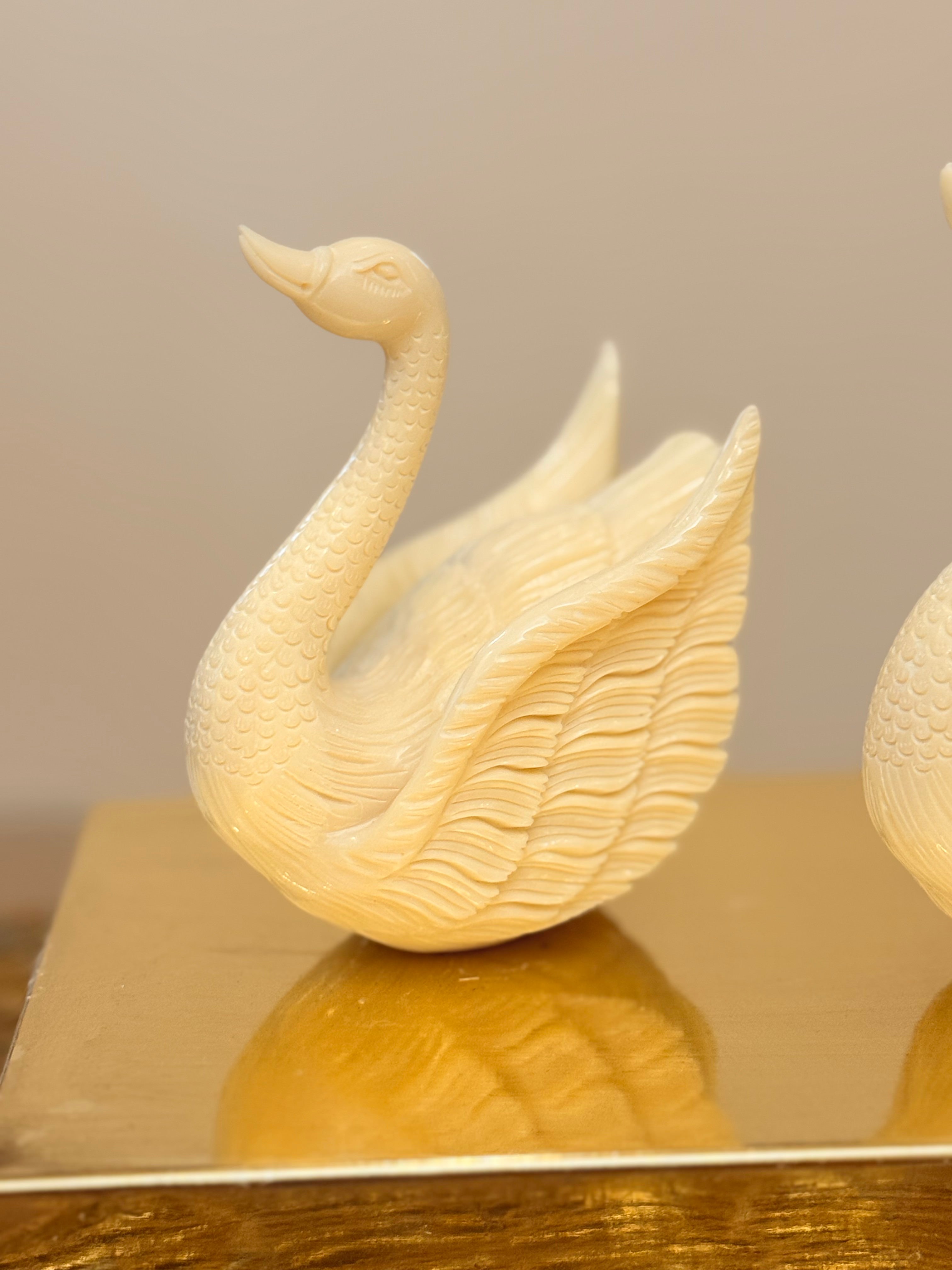 Ivory Look-Alike Swan Pair