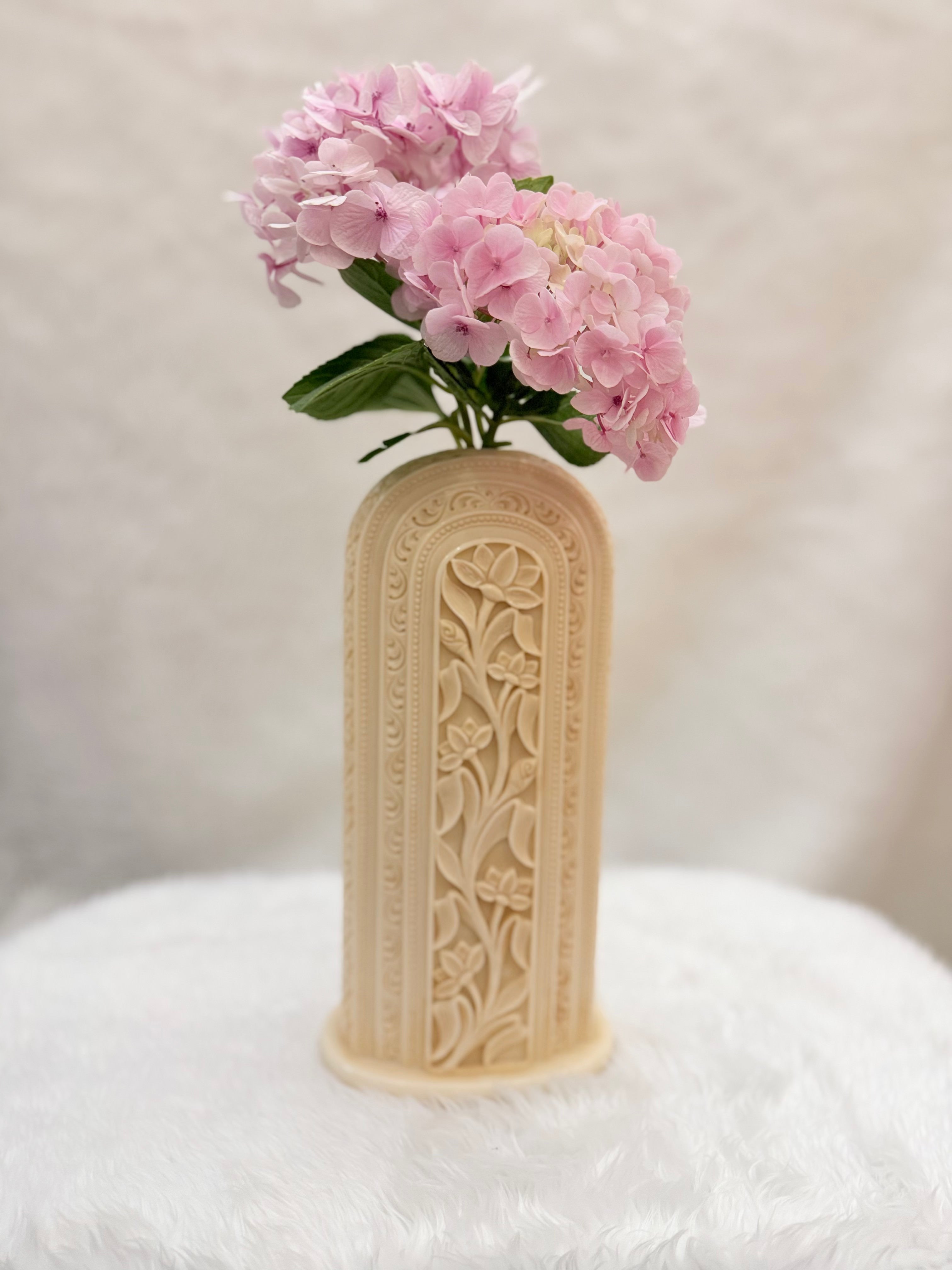 Ivory Look-Alike Dual Harmony Vases 10 Inch