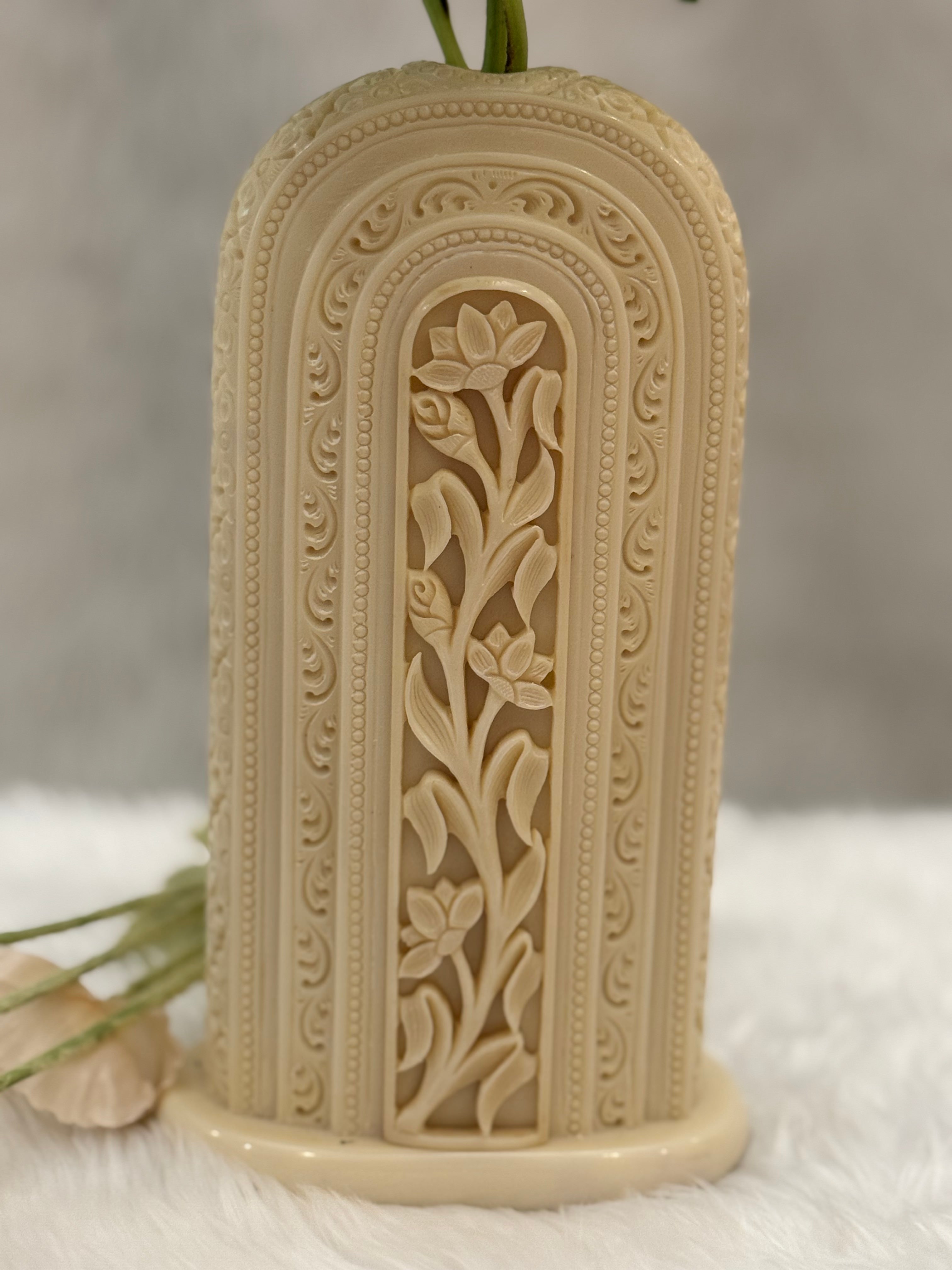 Ivory Look-Alike Dual Harmony Vases 10 Inch