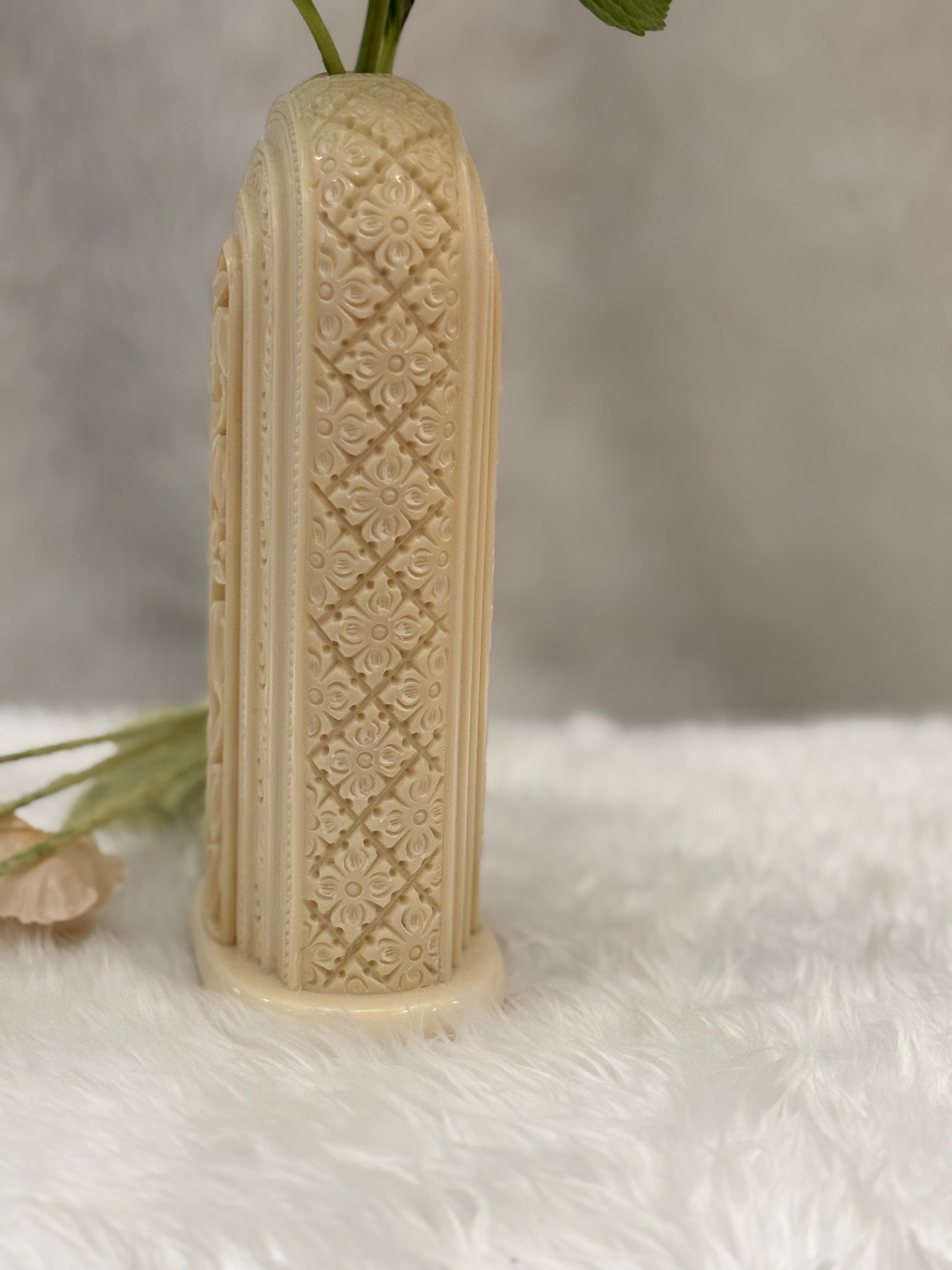 Ivory Look-Alike Dual Harmony Vases 10 Inch