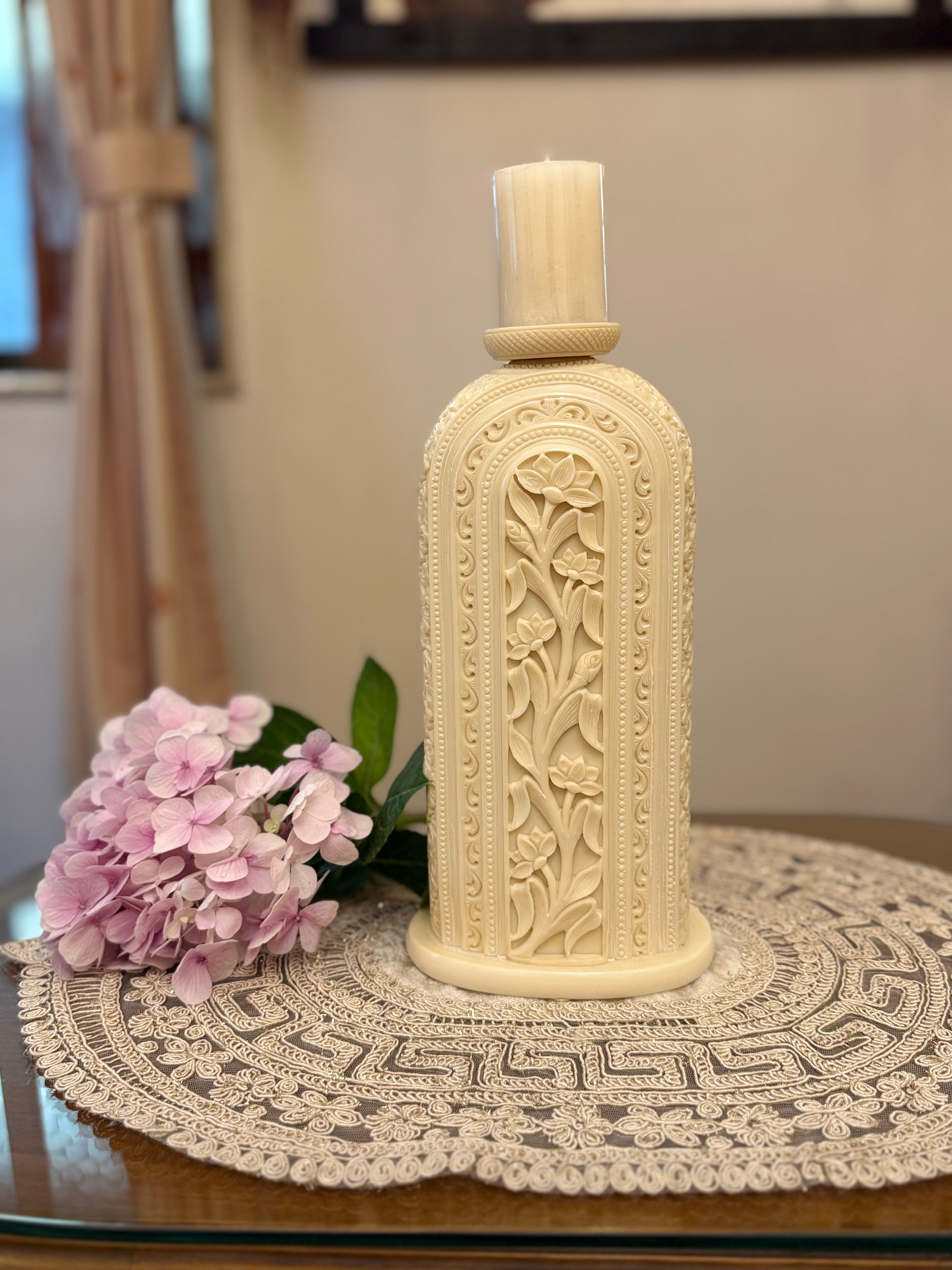 Ivory Look-Alike Dual Harmony Vases 12 inch