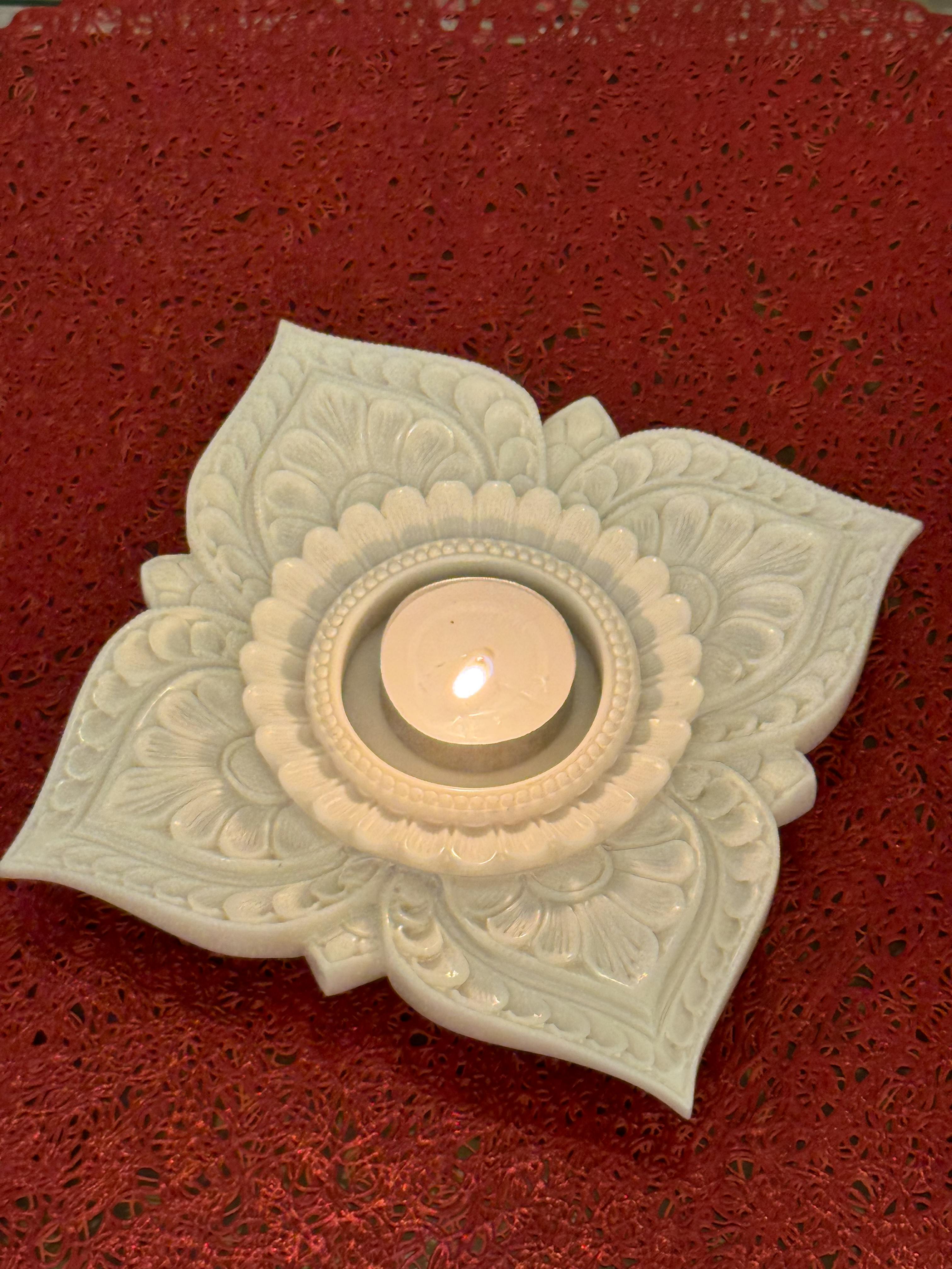 Ivory Look-Alike Lotus Tealight Holder